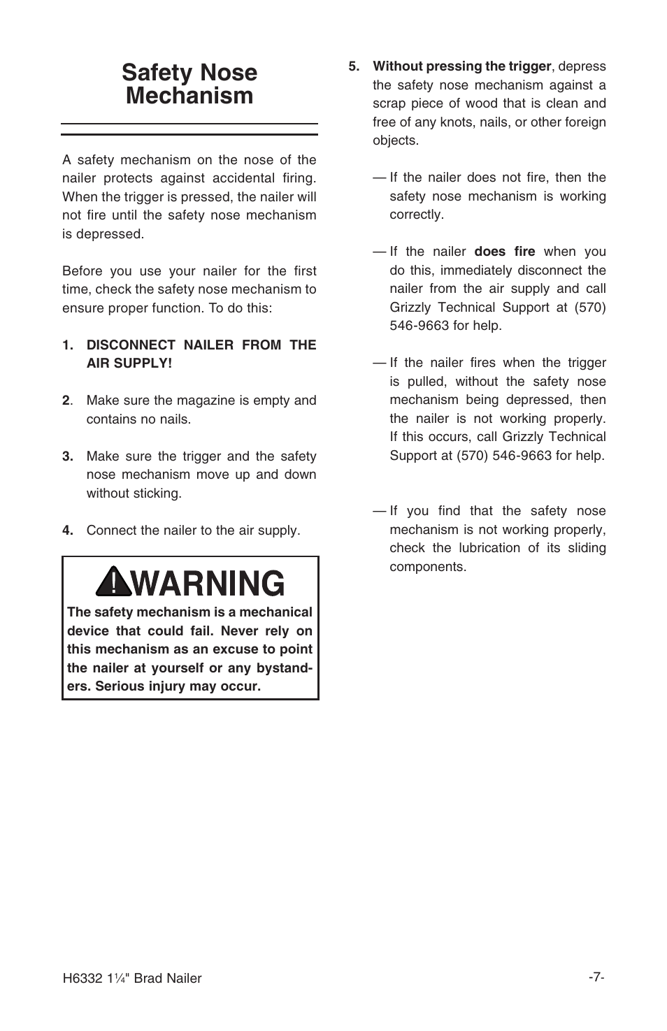 Safety nose mechanism | Grizzly H6332 User Manual | Page 9 / 20