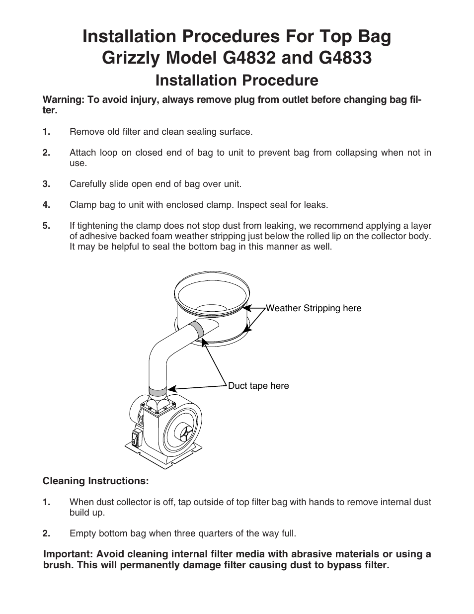 Grizzly Top Bag G4832 User Manual | 1 page