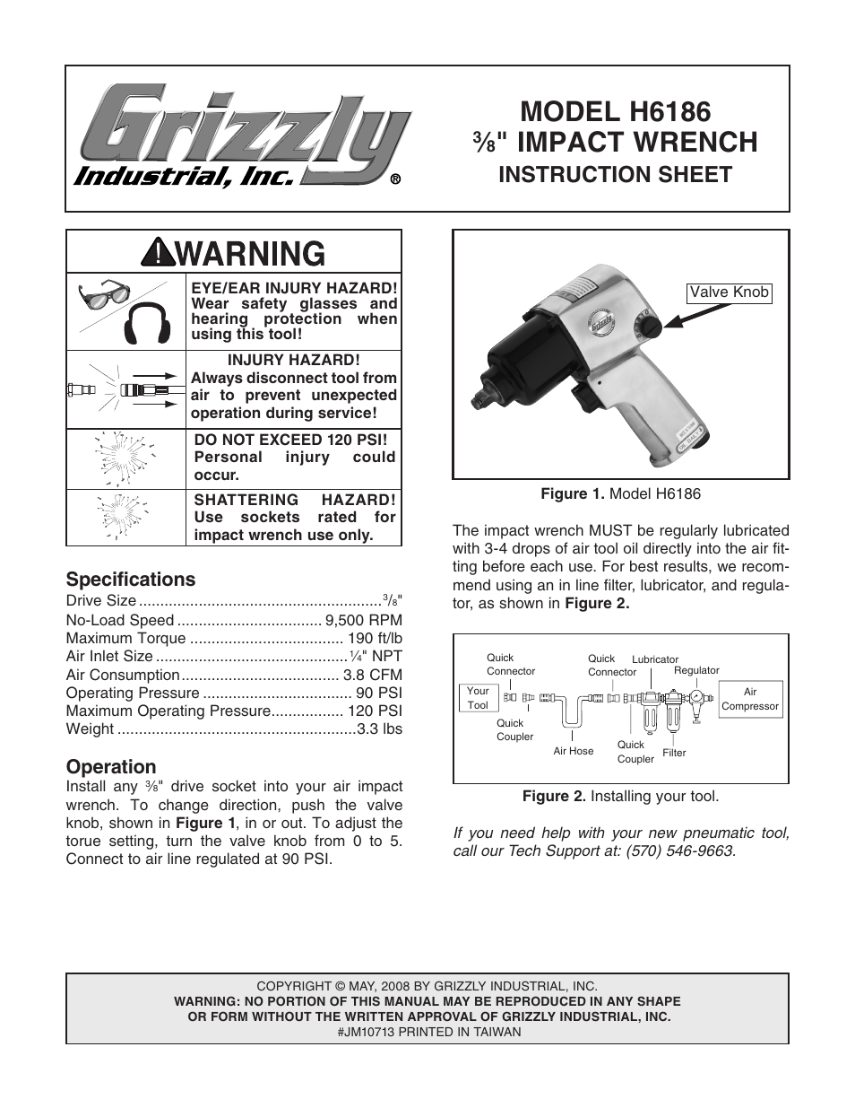 Grizzly H6186 User Manual | 2 pages