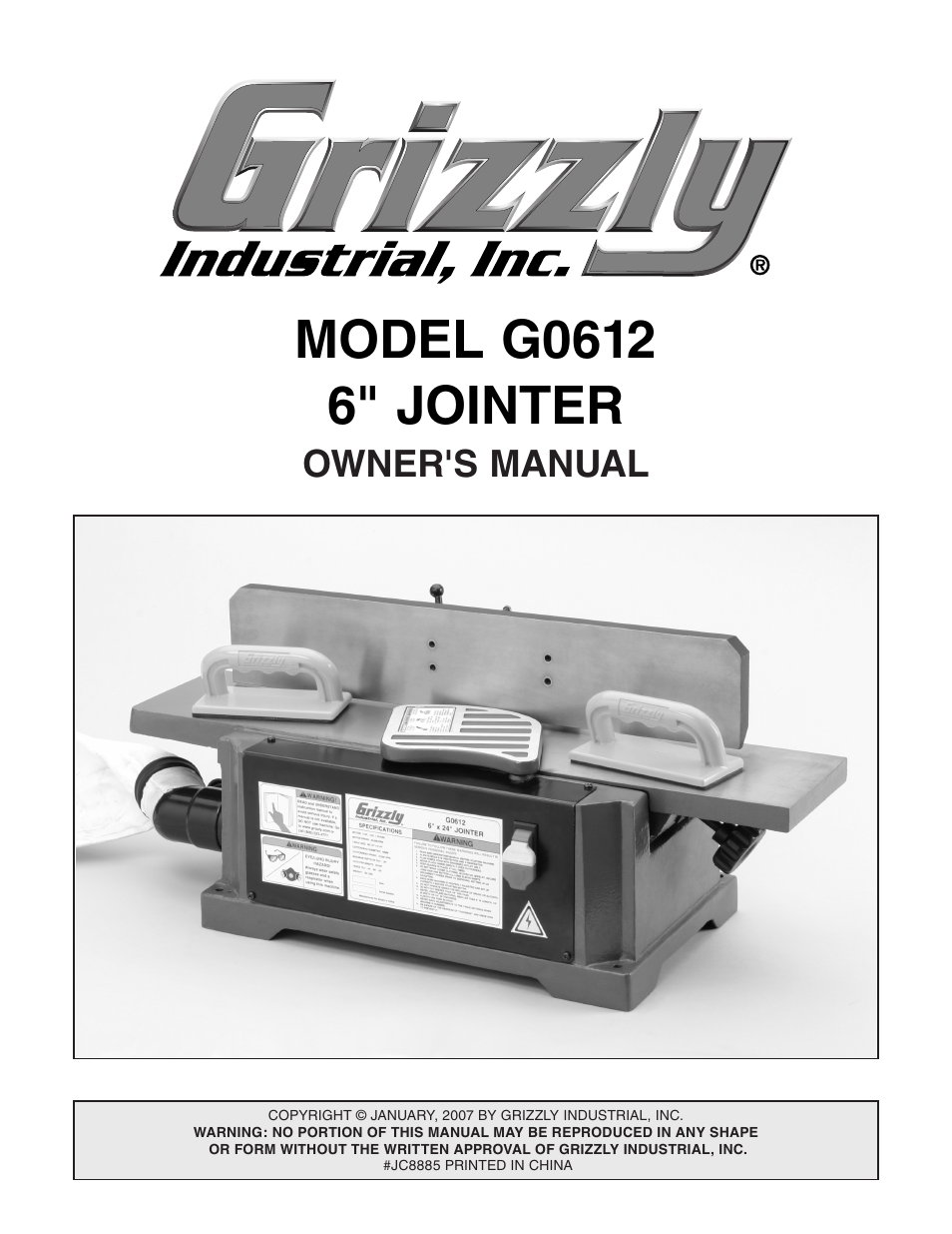 Grizzly G0612 User Manual | 44 pages