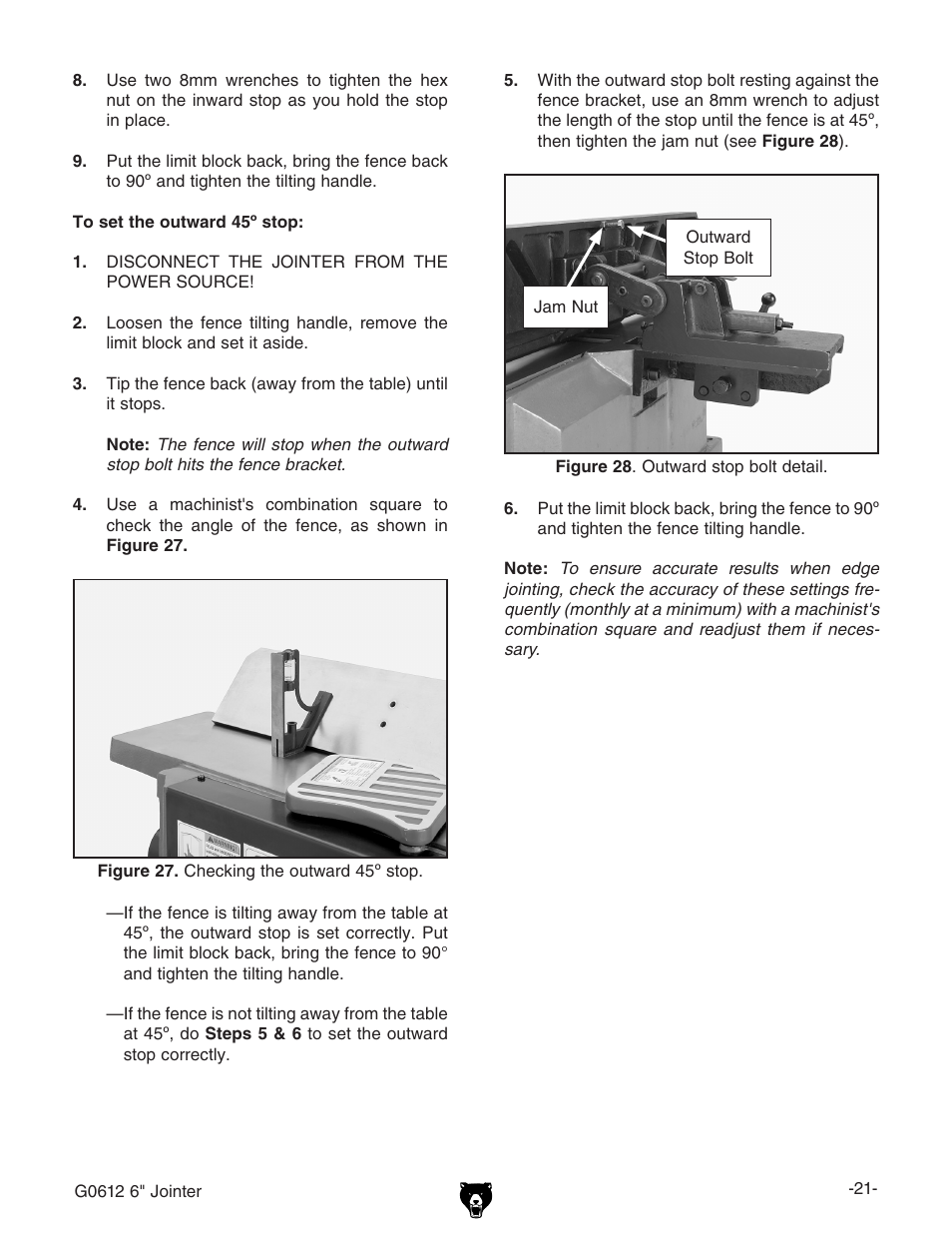 Grizzly G0612 User Manual | Page 23 / 44