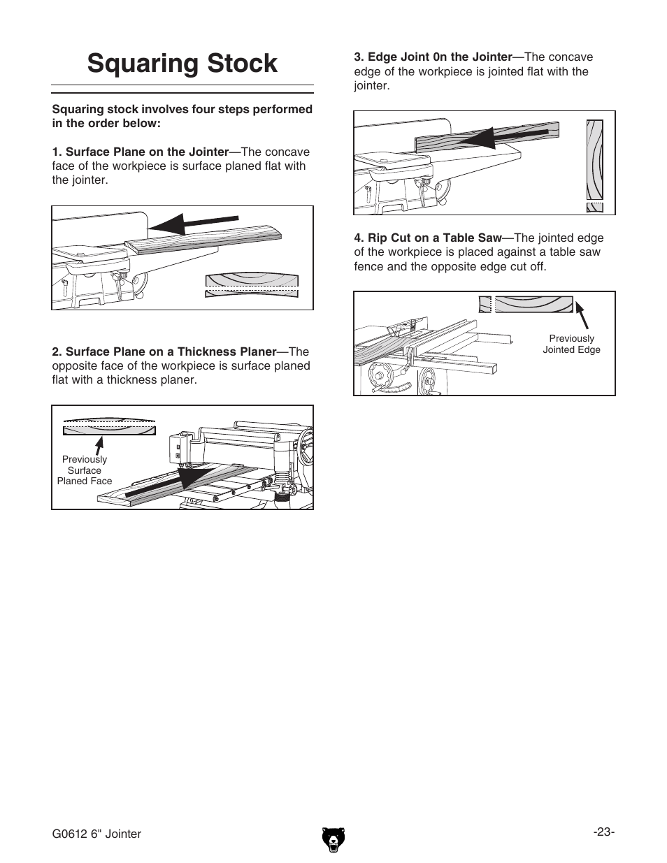 Squaring stock | Grizzly G0612 User Manual | Page 25 / 44