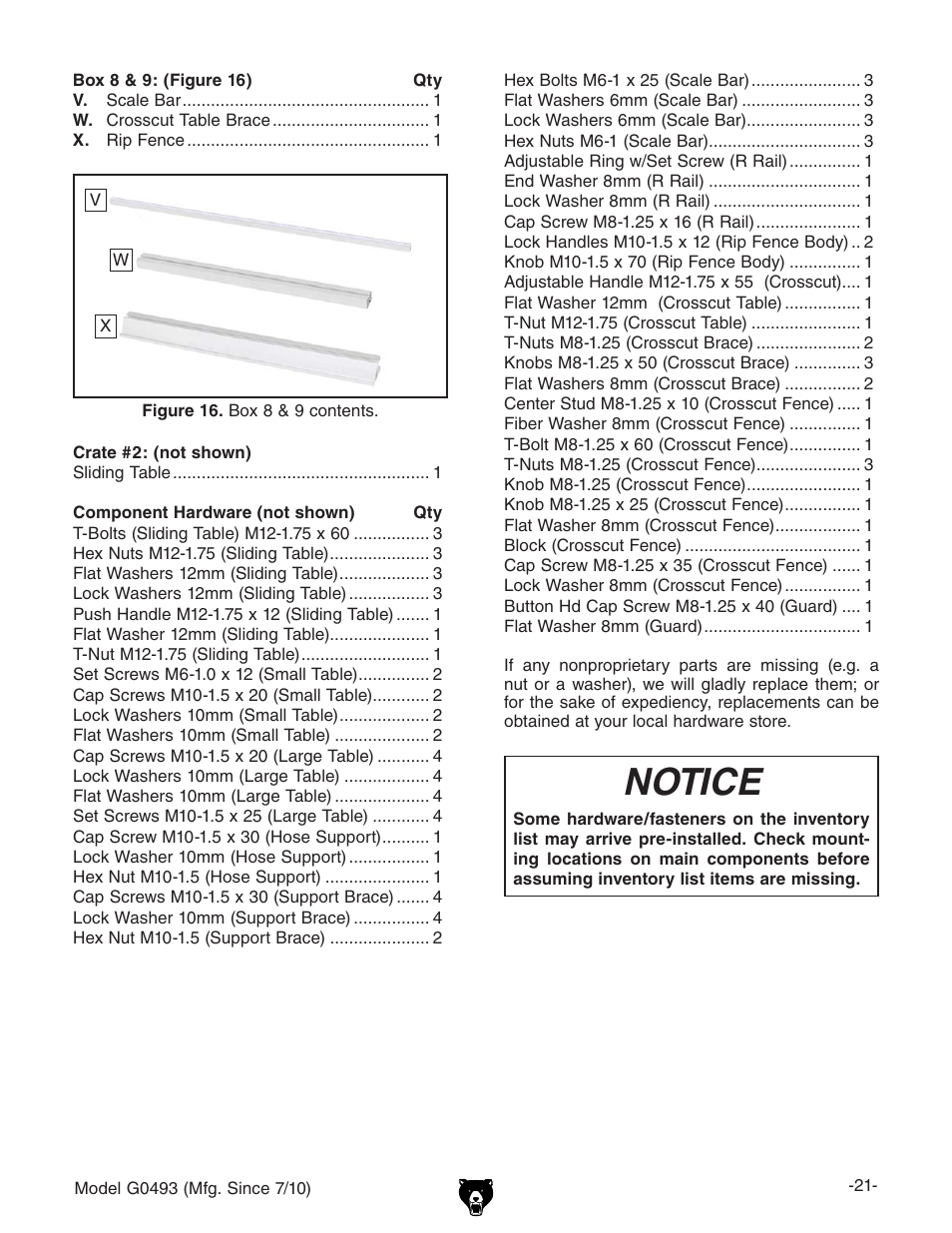 Notice | Grizzly G0493 User Manual | Page 23 / 104