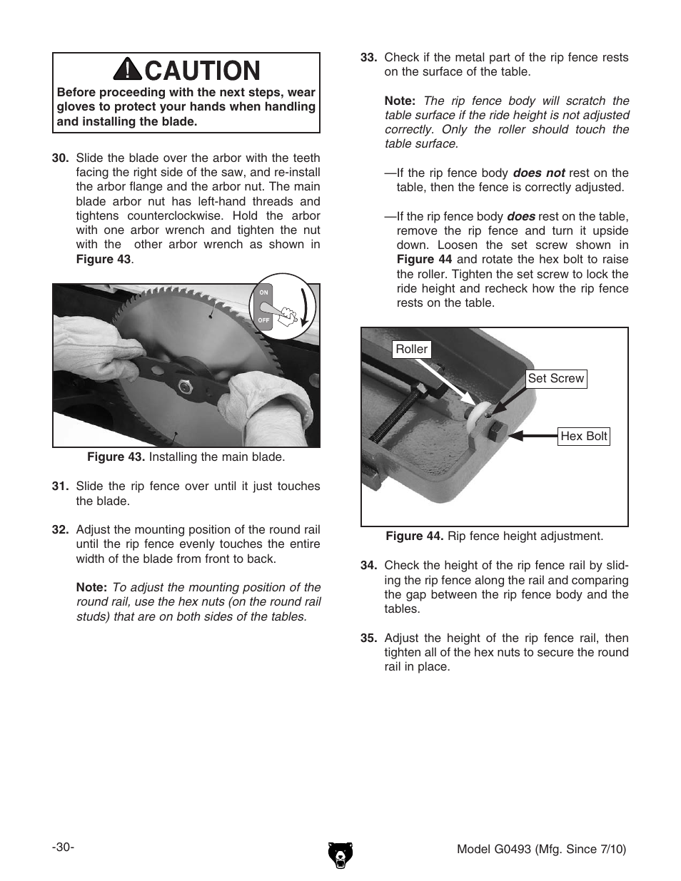 Grizzly G0493 User Manual | Page 32 / 104