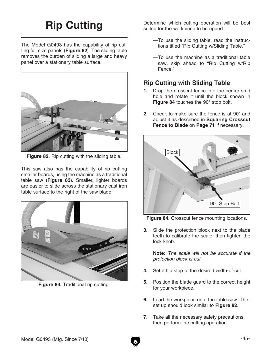 Rip cutting | Grizzly G0493 User Manual | Page 47 / 104