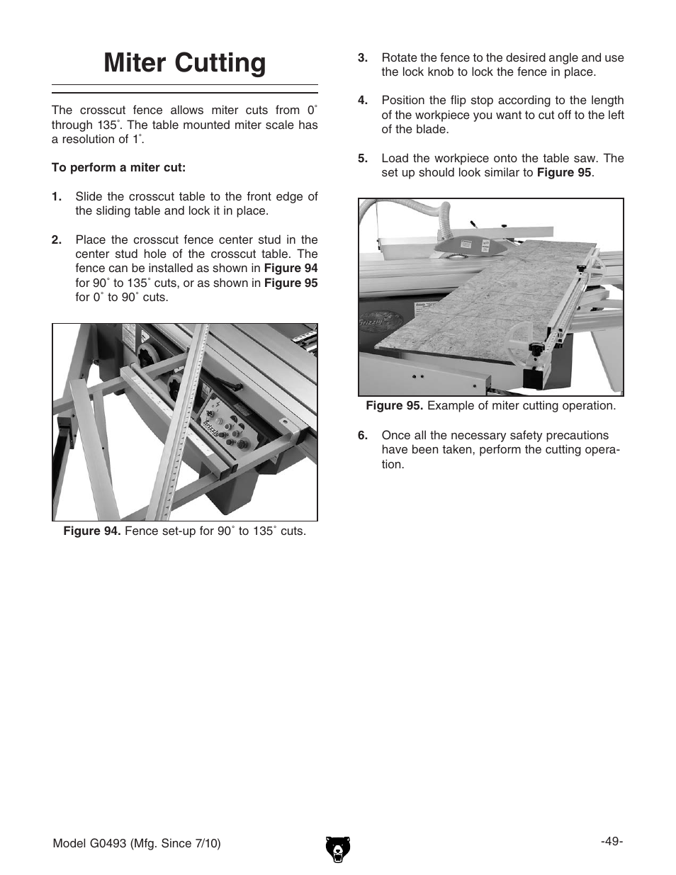 Miter cutting | Grizzly G0493 User Manual | Page 51 / 104