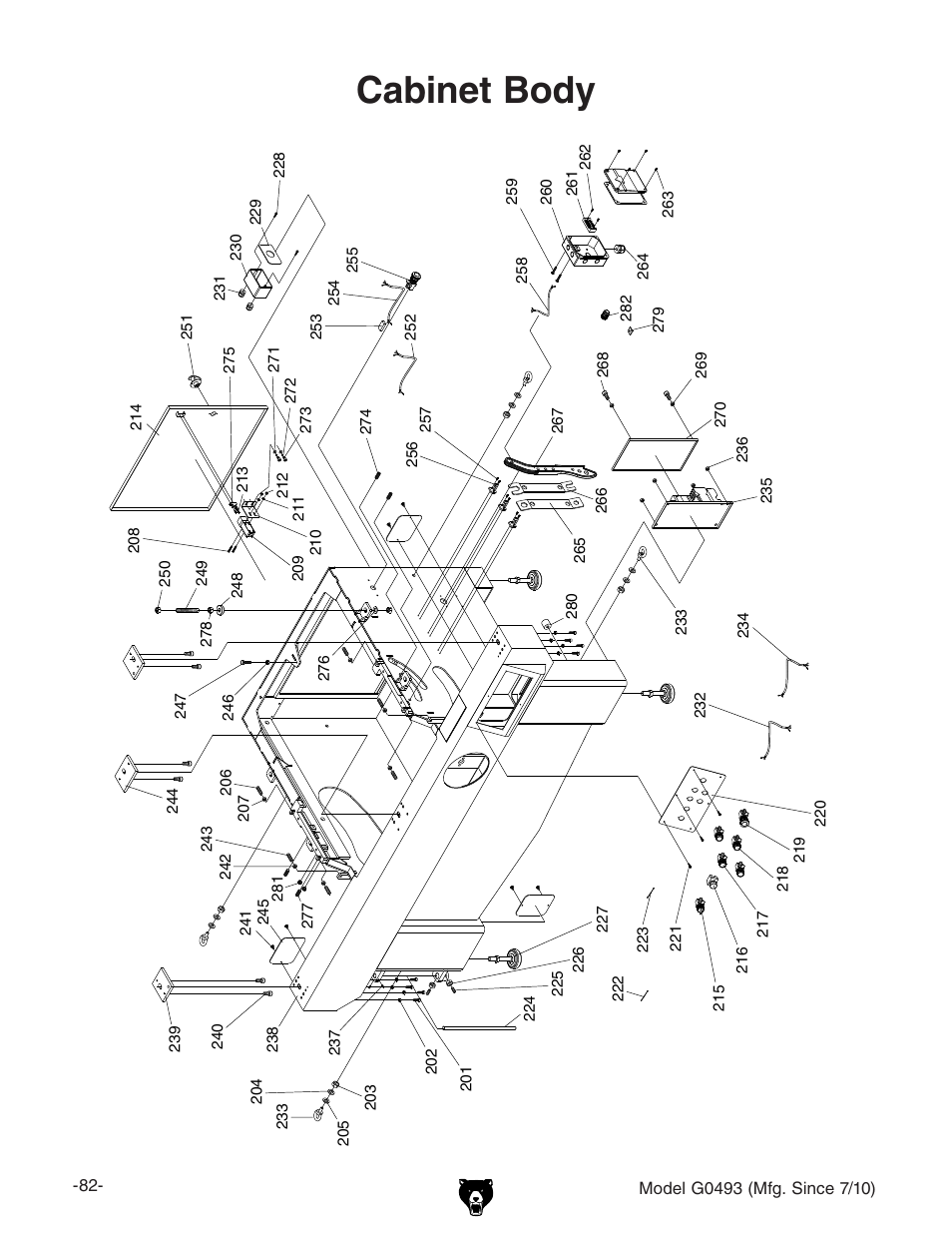 Cabinet body | Grizzly G0493 User Manual | Page 84 / 104