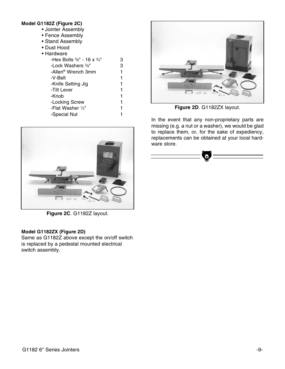 Grizzly Heavy-Duty Jointer G1182HW User Manual | Page 11 / 44