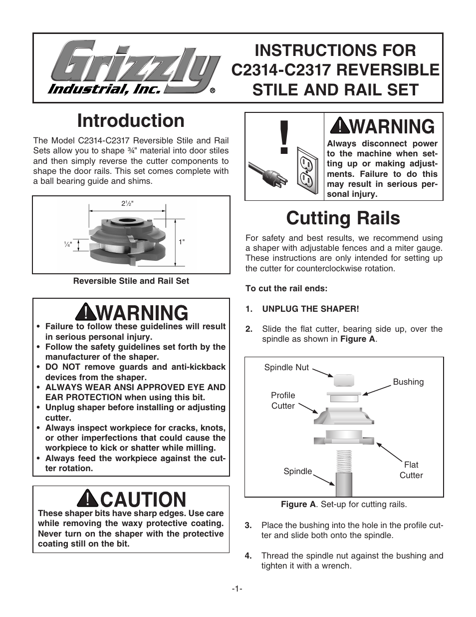 Grizzly Stile and Rail Set C2314-C2317 User Manual | 3 pages