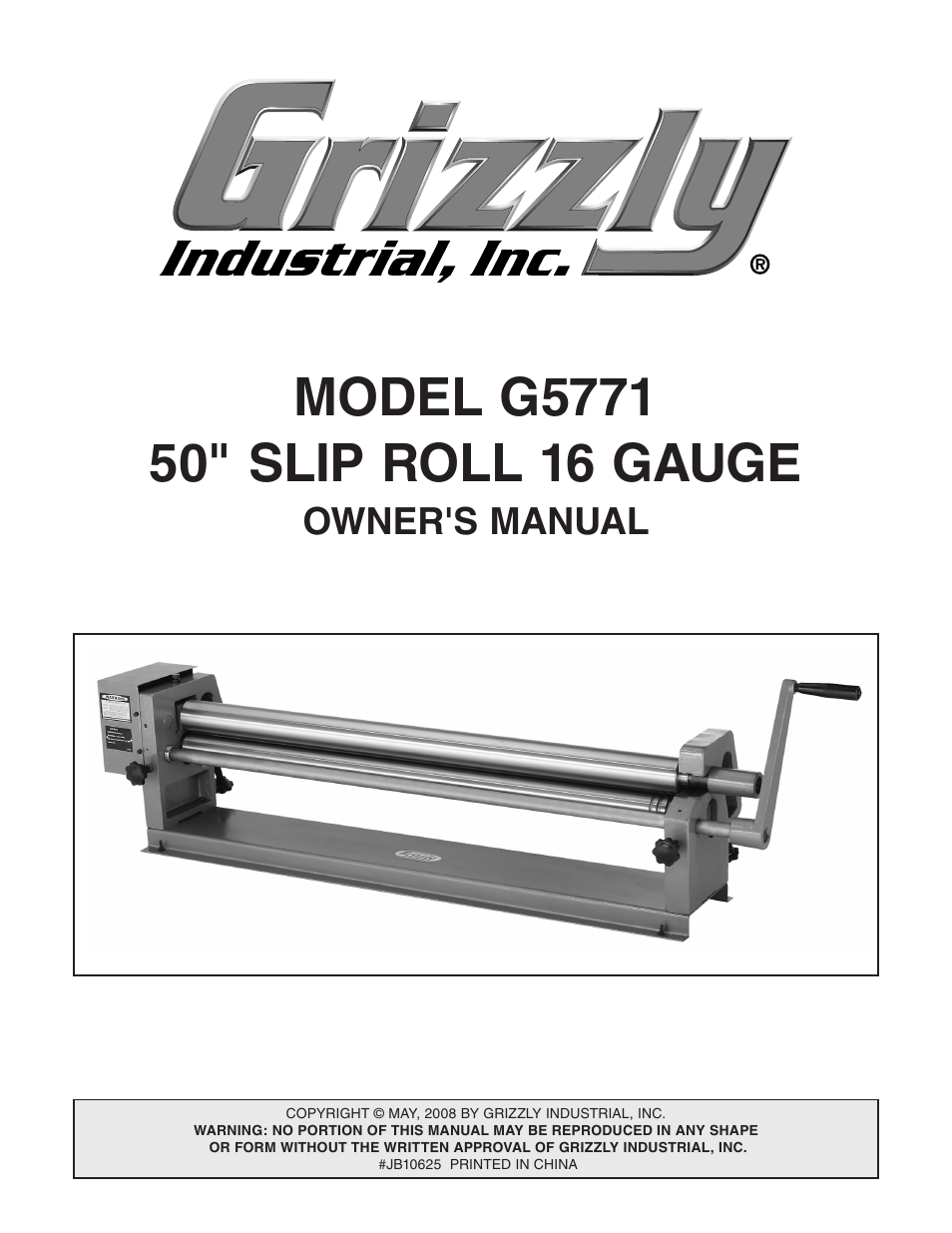 Grizzly Slip Roll 16 Gauge G5771 User Manual | 32 pages