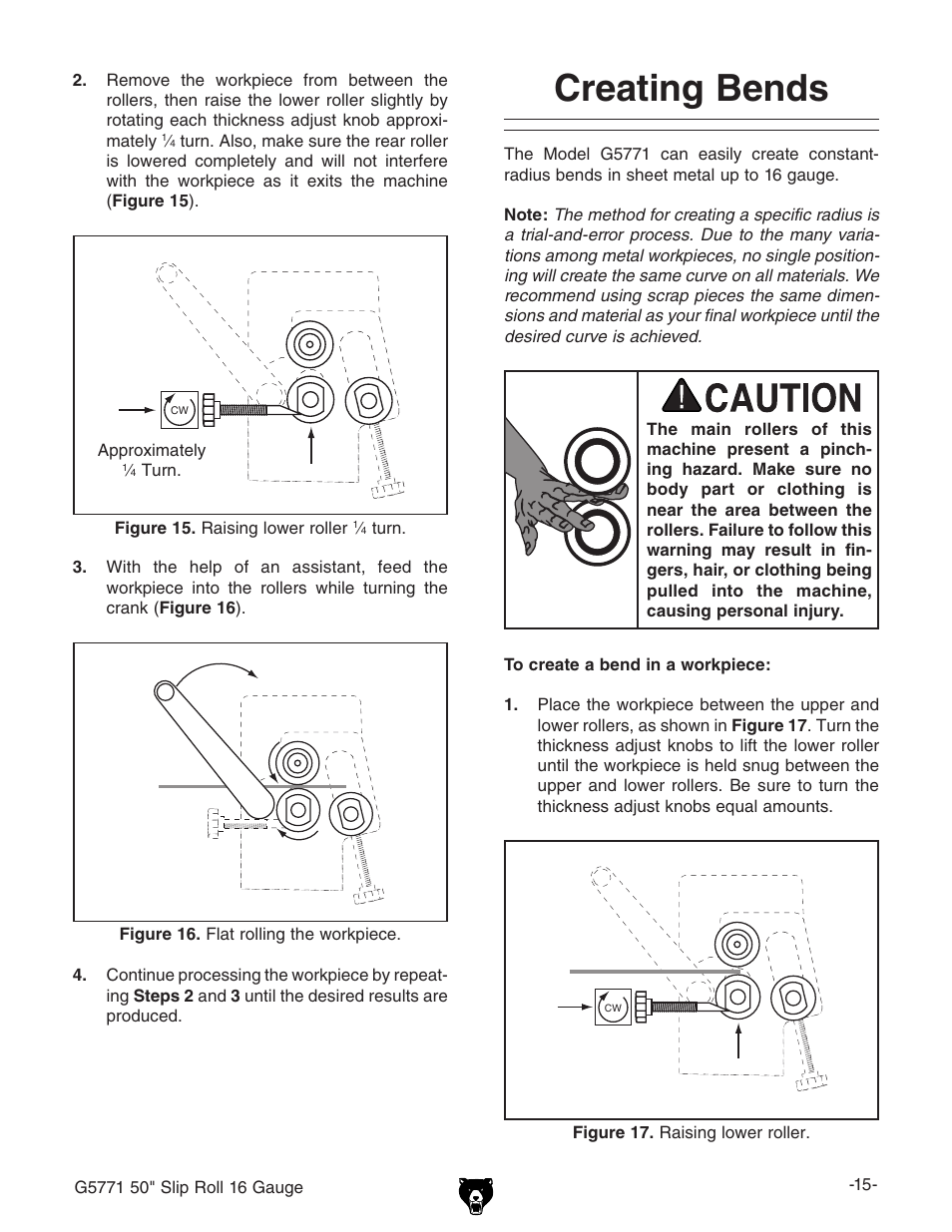 Creating bends | Grizzly Slip Roll 16 Gauge G5771 User Manual | Page 17 / 32