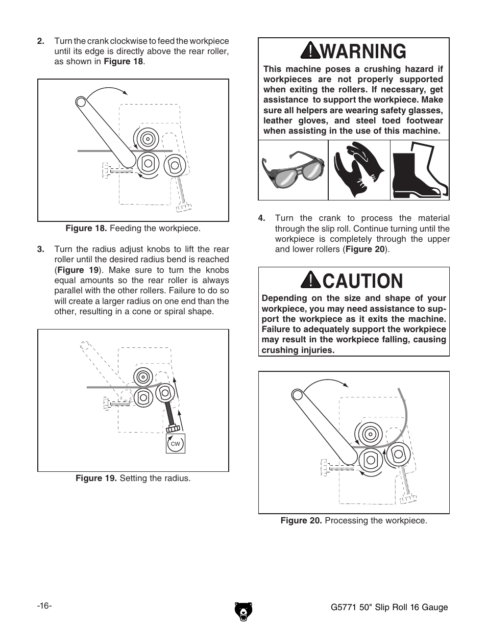 Grizzly Slip Roll 16 Gauge G5771 User Manual | Page 18 / 32