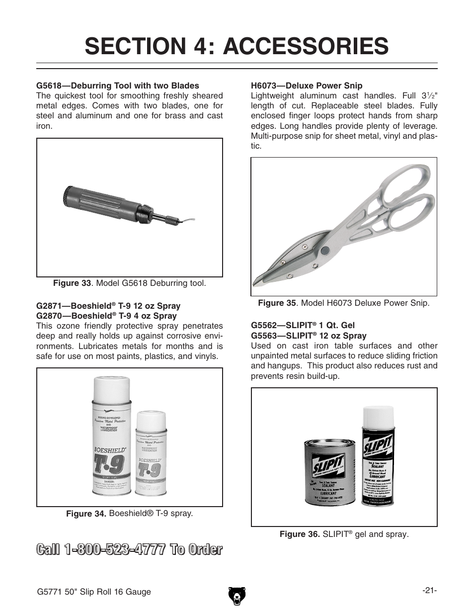 Grizzly Slip Roll 16 Gauge G5771 User Manual | Page 23 / 32