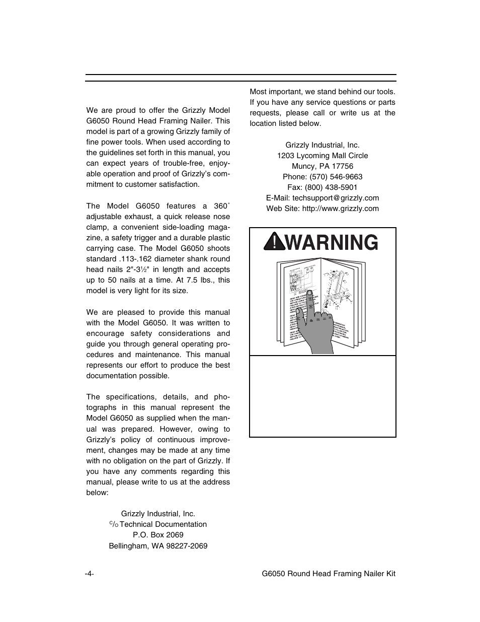 Introduction, Commentary | Grizzly G6050 User Manual | Page 5 / 17