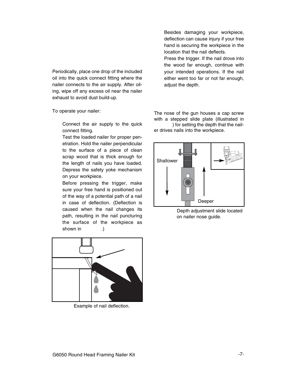 Operating nailer adjusting depth | Grizzly G6050 User Manual | Page 8 / 17