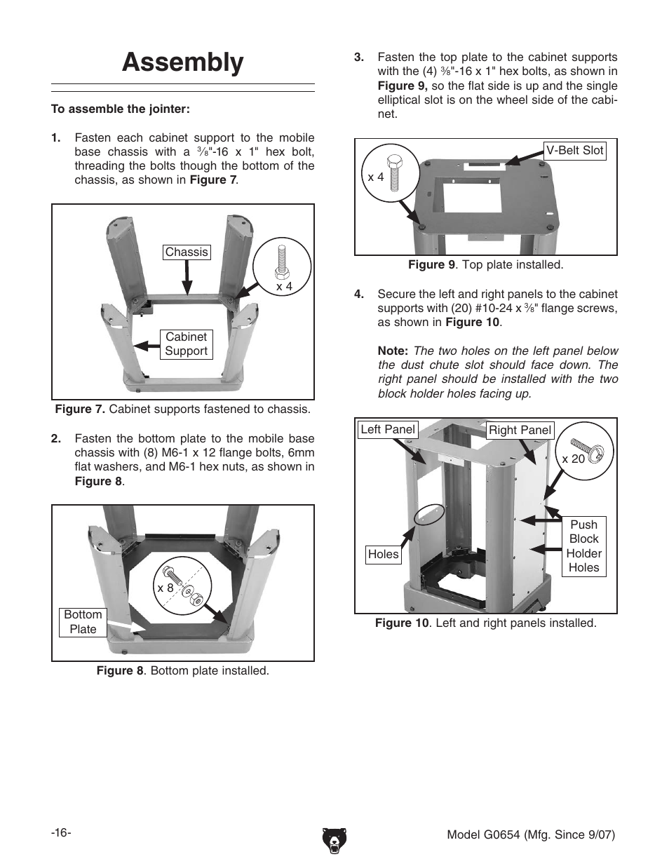 Assembly | Grizzly G0654 User Manual | Page 18 / 56