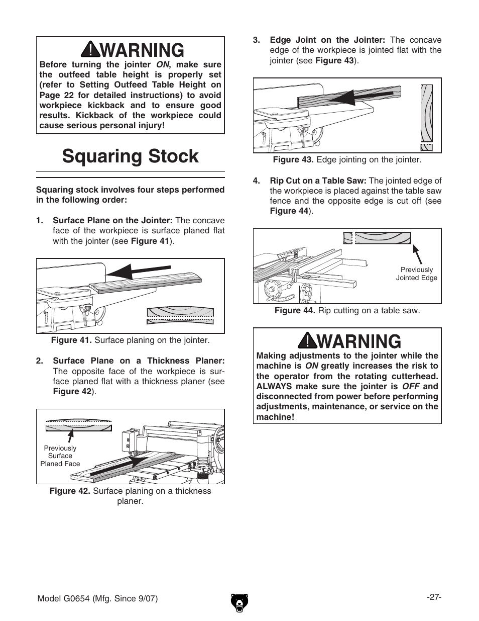 Squaring stock | Grizzly G0654 User Manual | Page 29 / 56