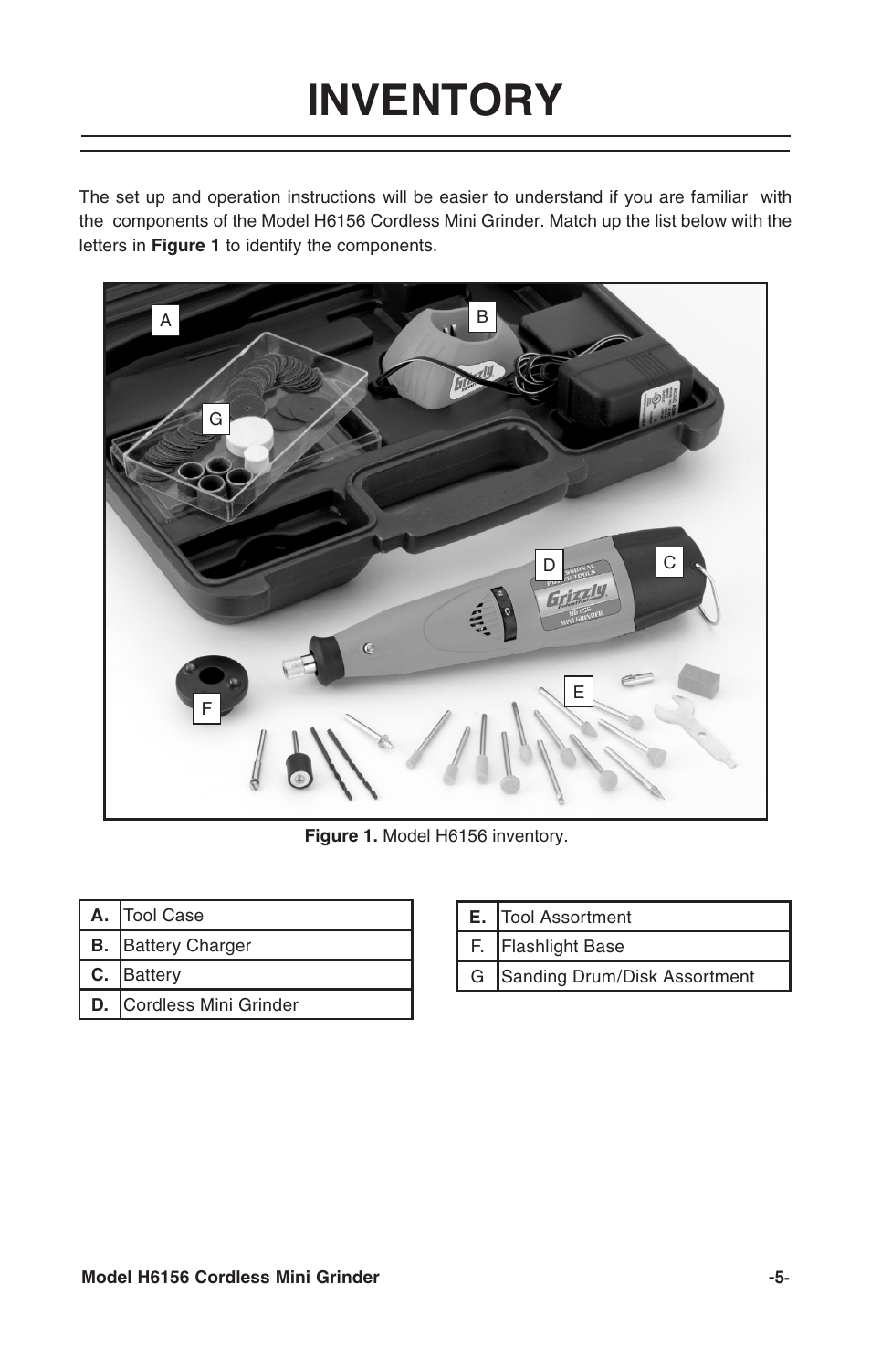 Inventory | Grizzly H6156 User Manual | Page 7 / 16