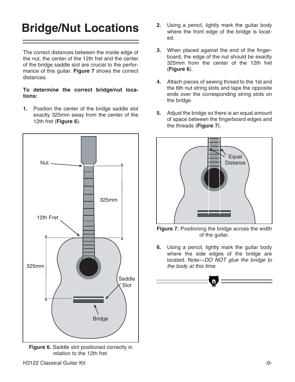 Bridge/nut locations | Grizzly H3122 User Manual | Page 11 / 24