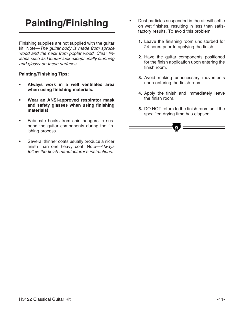 Painting/finishing | Grizzly H3122 User Manual | Page 13 / 24