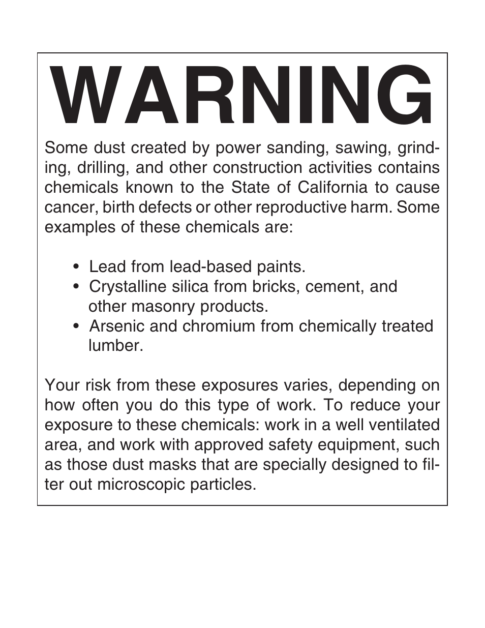 Warning | Grizzly H3122 User Manual | Page 2 / 24
