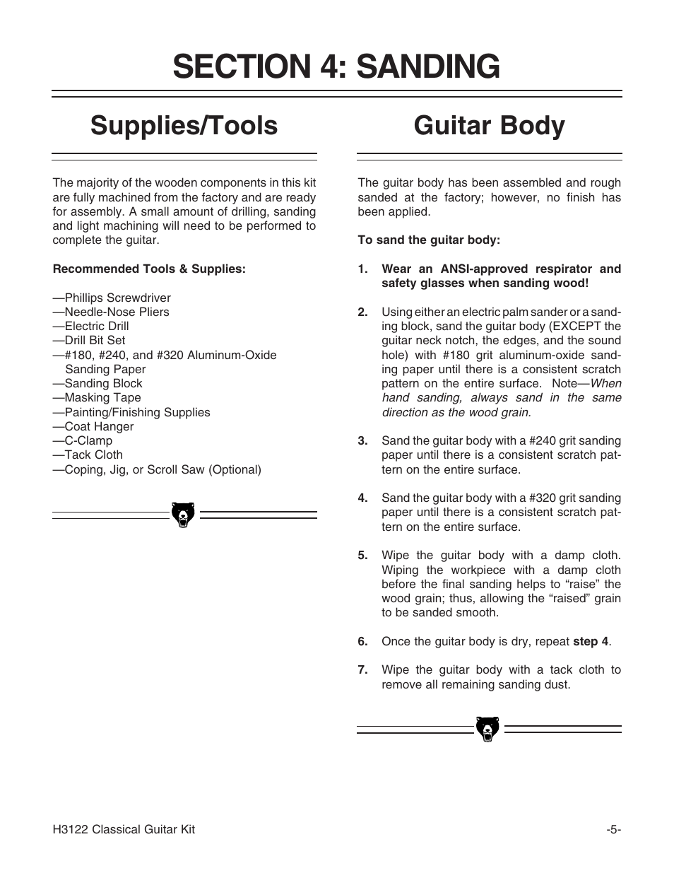 Guitar body supplies/tools | Grizzly H3122 User Manual | Page 7 / 24