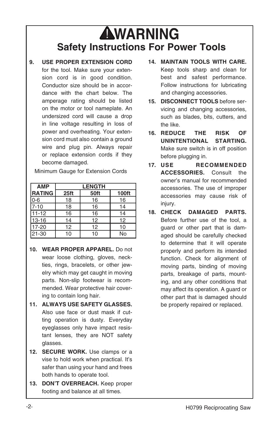 Safety instructions for power tools | Grizzly H0799 User Manual | Page 3 / 13