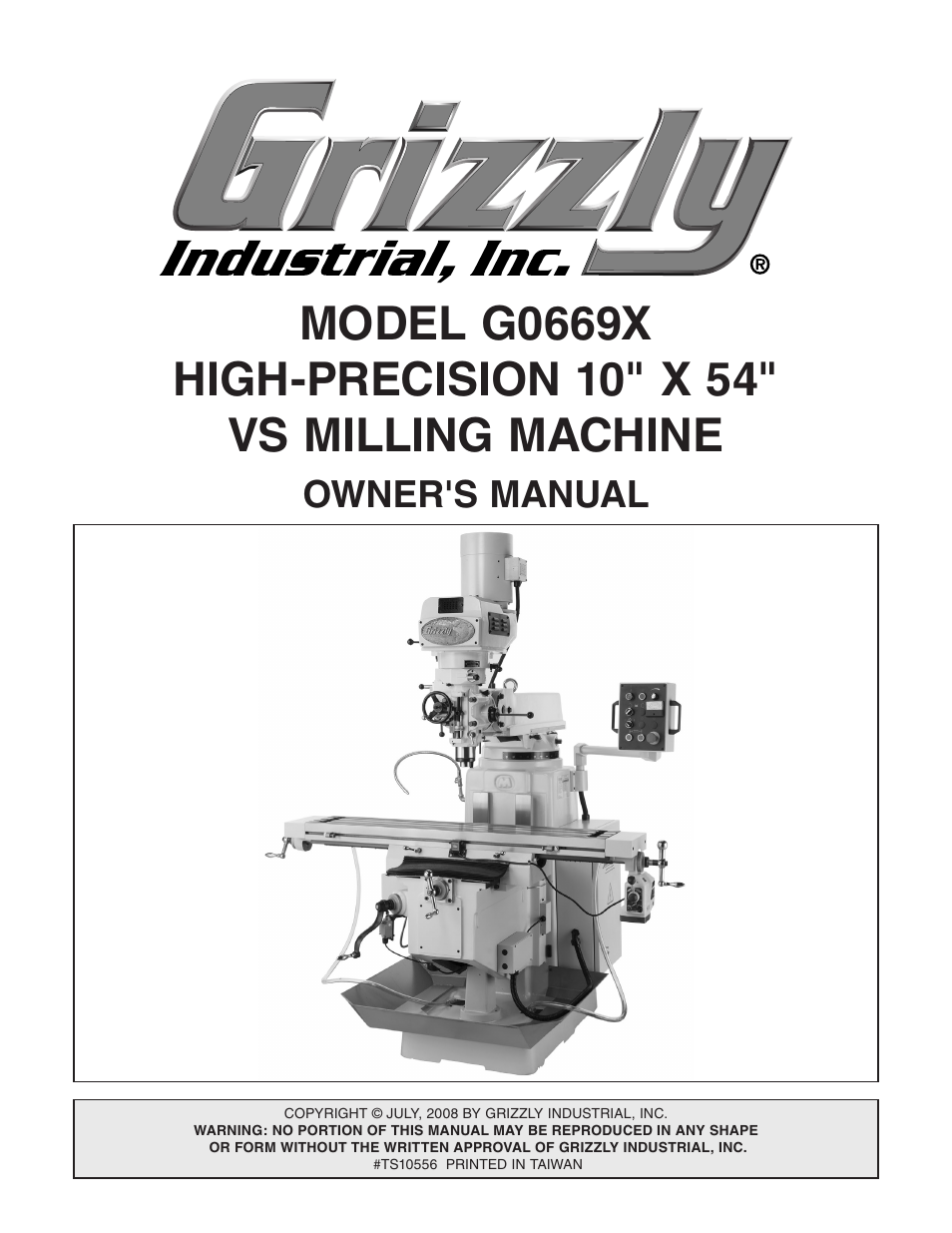 Grizzly VS MILLING MACHINE G0669X User Manual | 76 pages