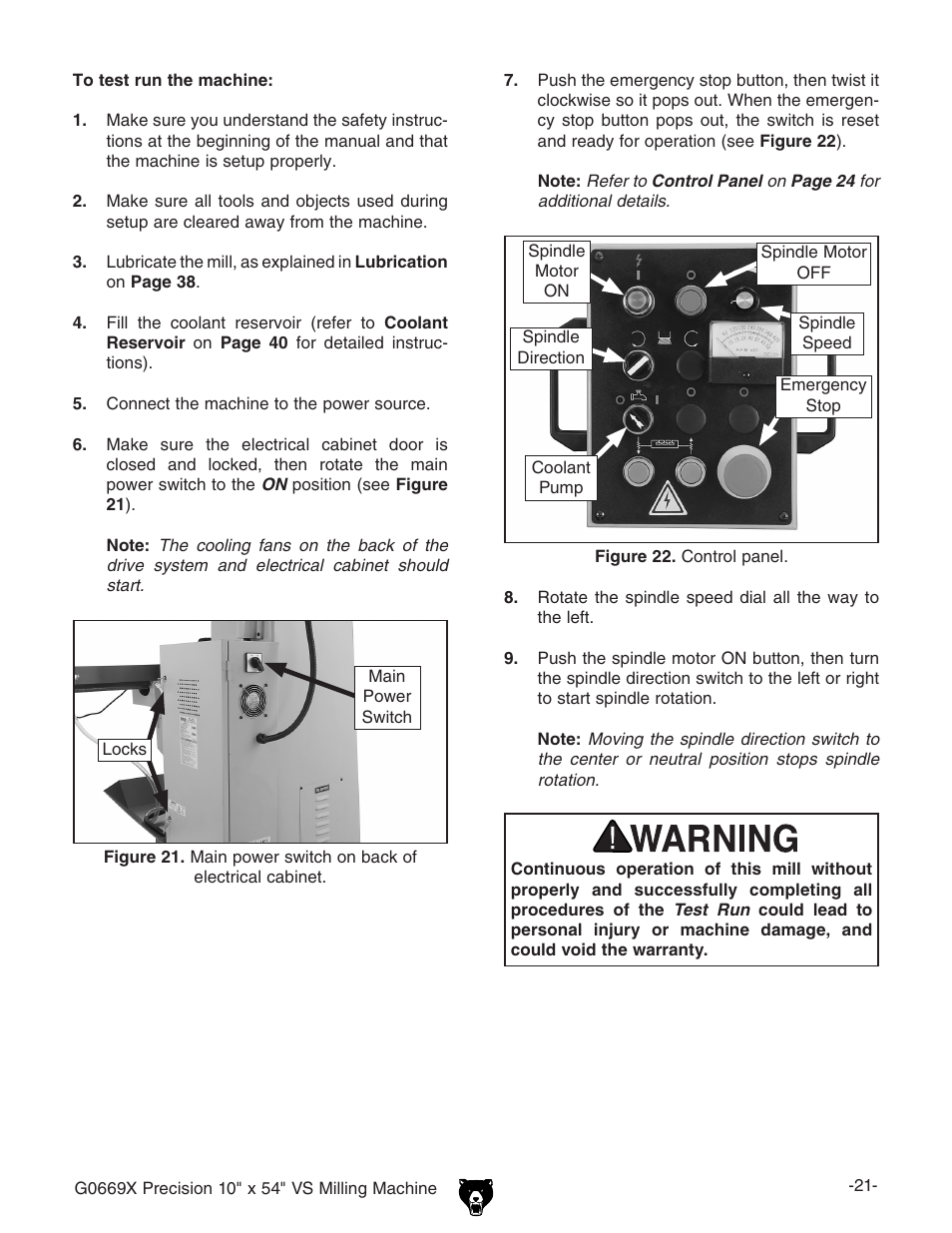 Grizzly VS MILLING MACHINE G0669X User Manual | Page 23 / 76