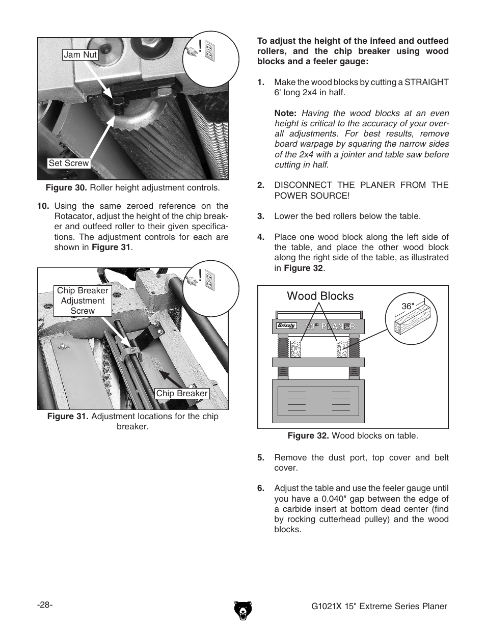 Grizzly G1021x User Manual | Page 30 / 52