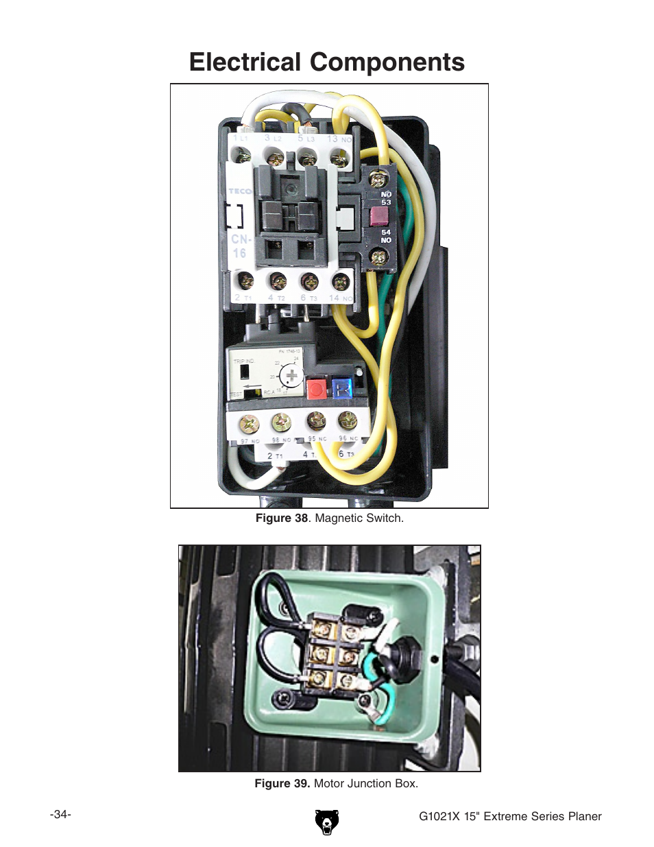 Electrical components | Grizzly G1021x User Manual | Page 36 / 52