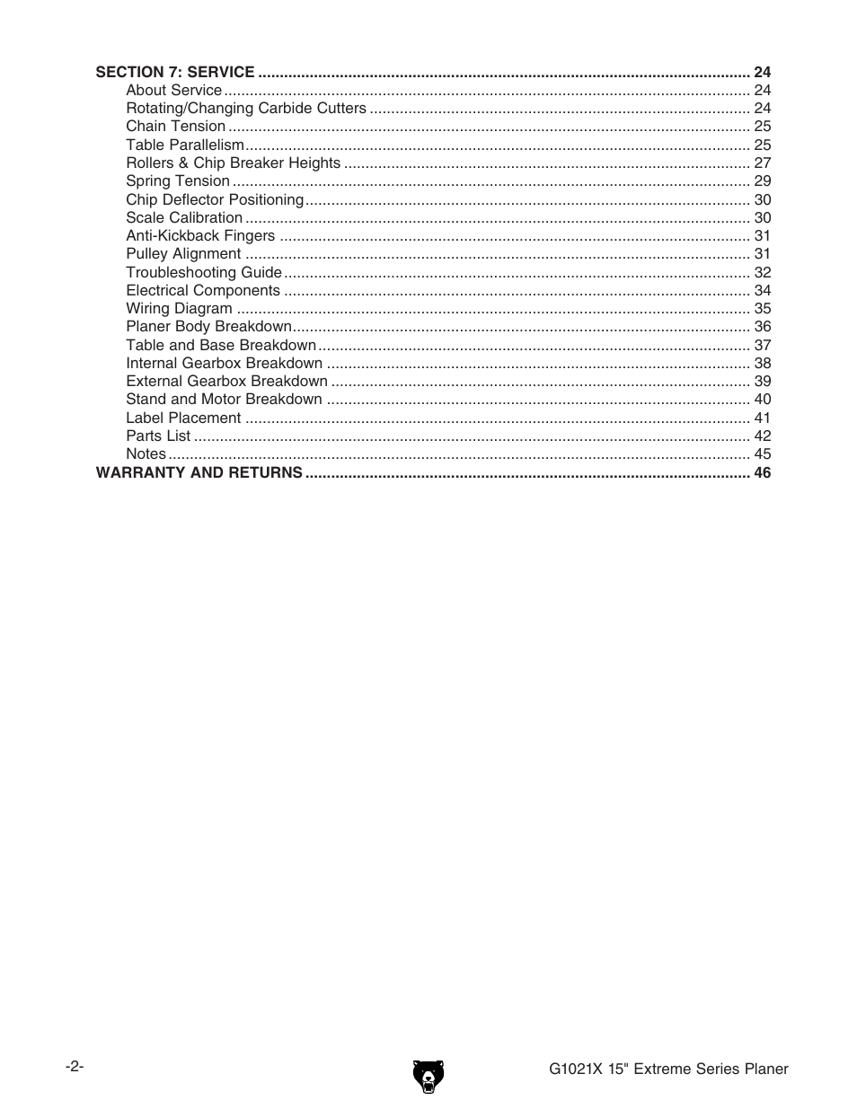 Grizzly G1021x User Manual | Page 4 / 52