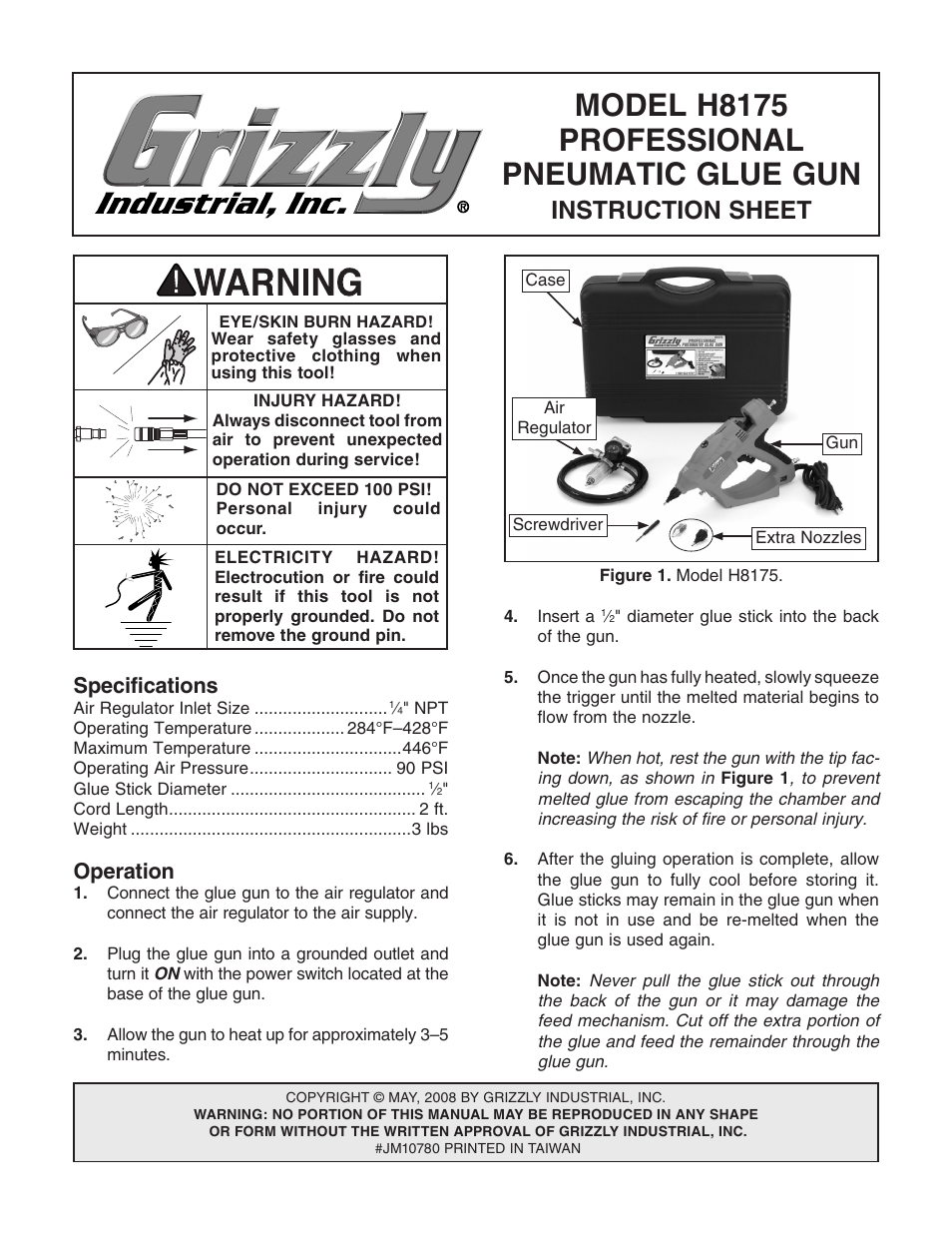 Grizzly H8175 User Manual | 4 pages