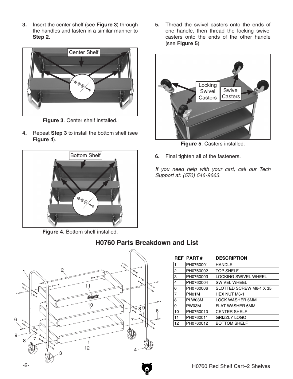 H0760 parts breakdown and list | Grizzly H0760 User Manual | Page 2 / 2