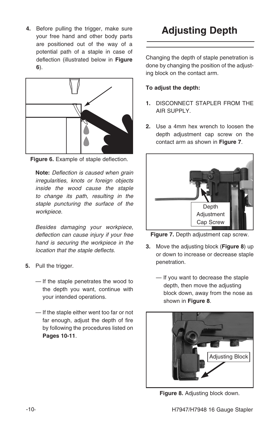 Adjusting depth | Grizzly H7947/H7948 User Manual | Page 12 / 24