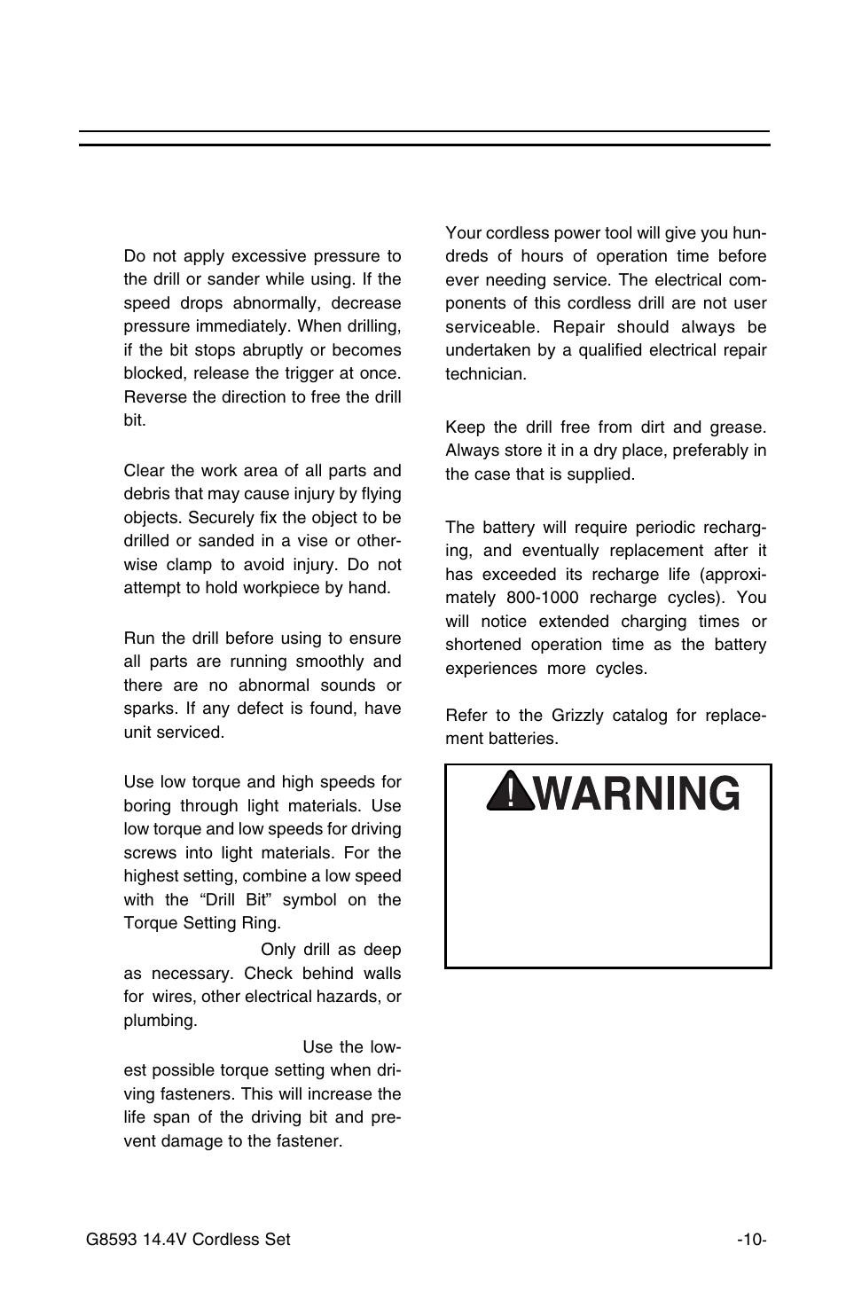 Operating tips and mainte, Maintenance, Operating guides and tips | Grizzly G8593 User Manual | Page 10 / 13