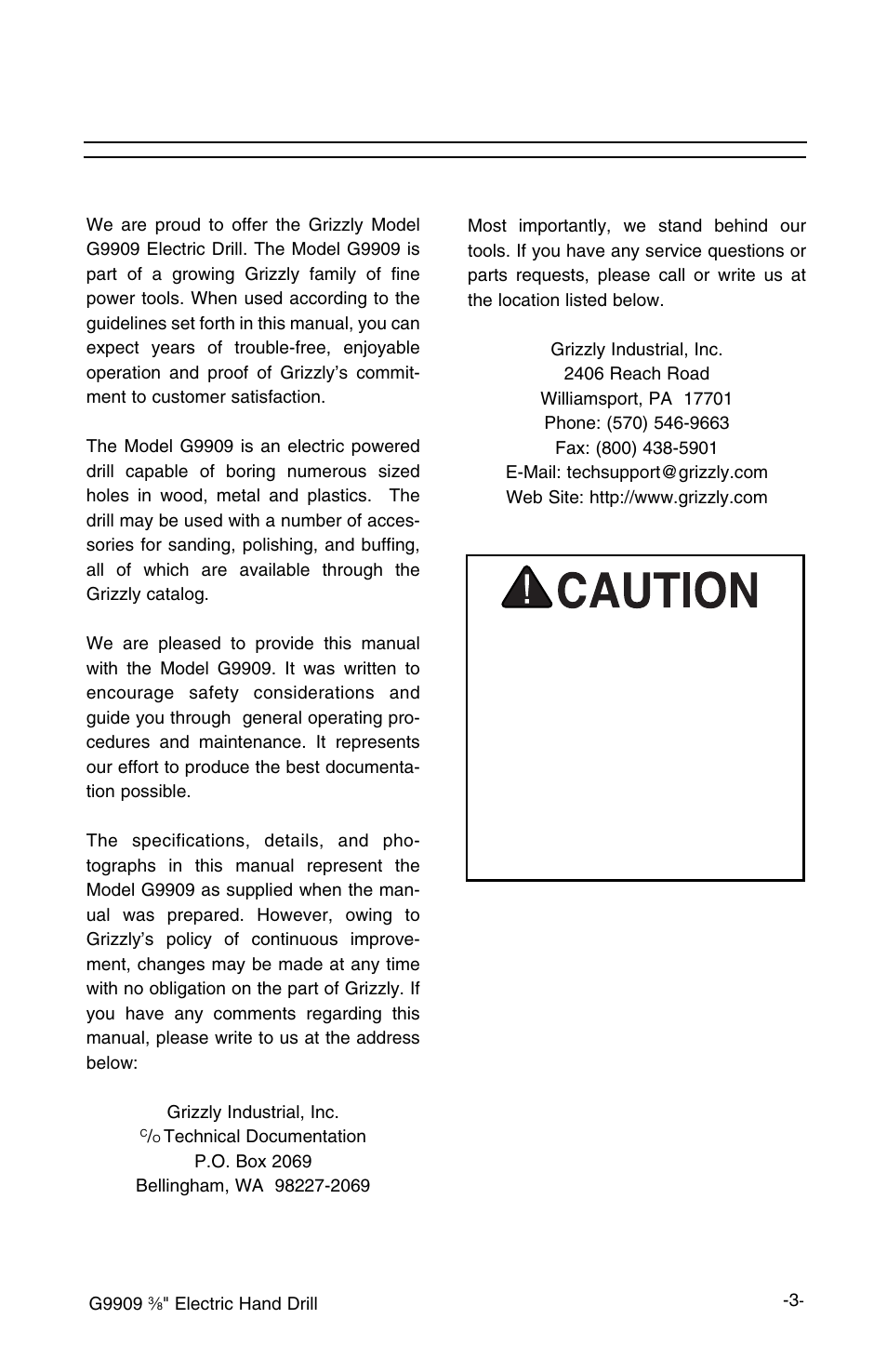 Introduction, Commentary | Grizzly G9909 User Manual | Page 5 / 10