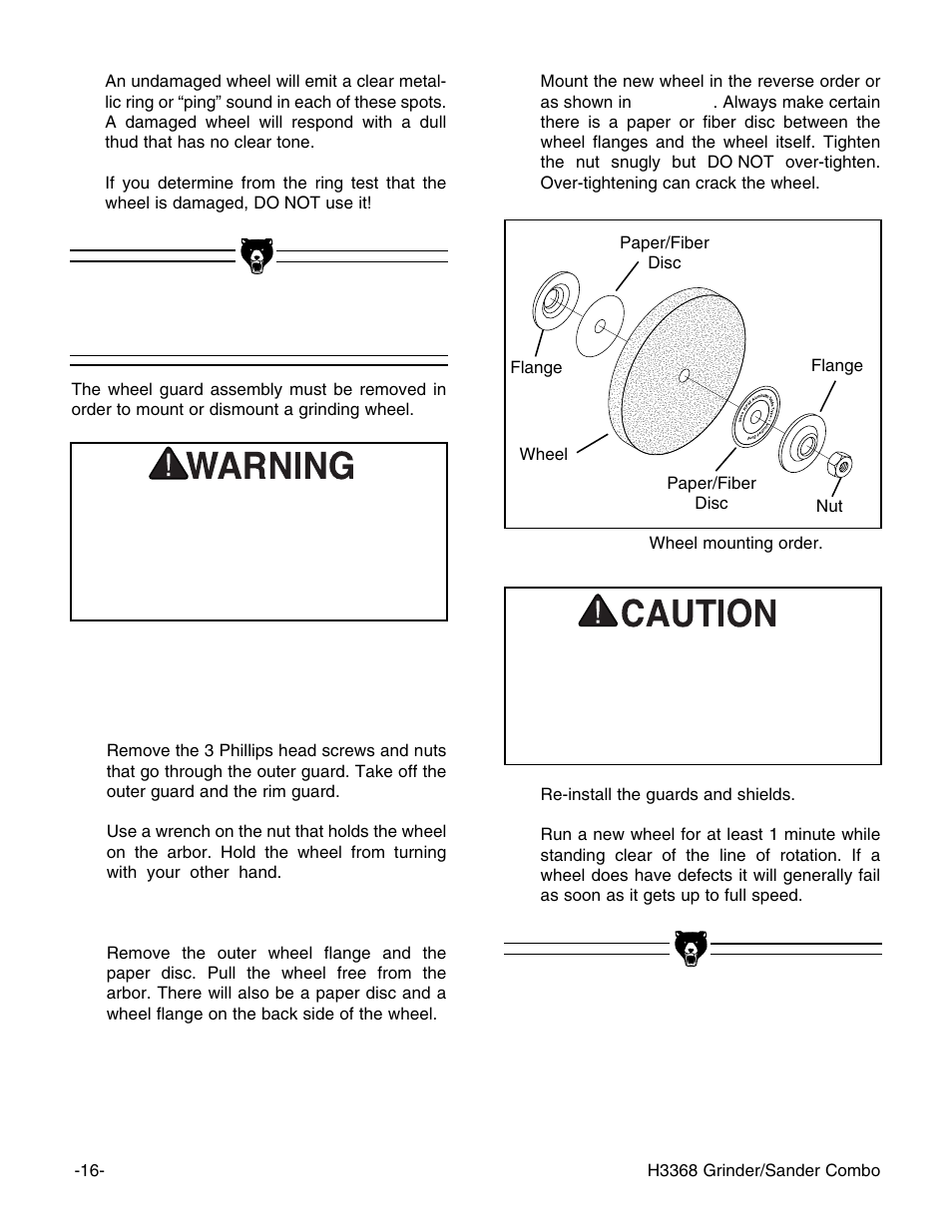 Replacing wheels | Grizzly H3368 User Manual | Page 18 / 32