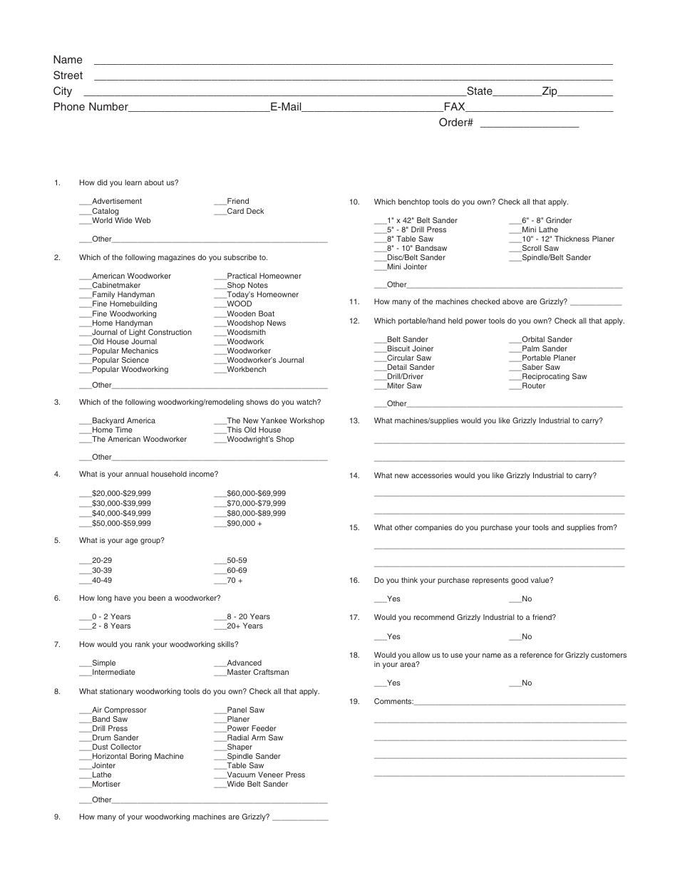 Warranty card | Grizzly H3368 User Manual | Page 29 / 32