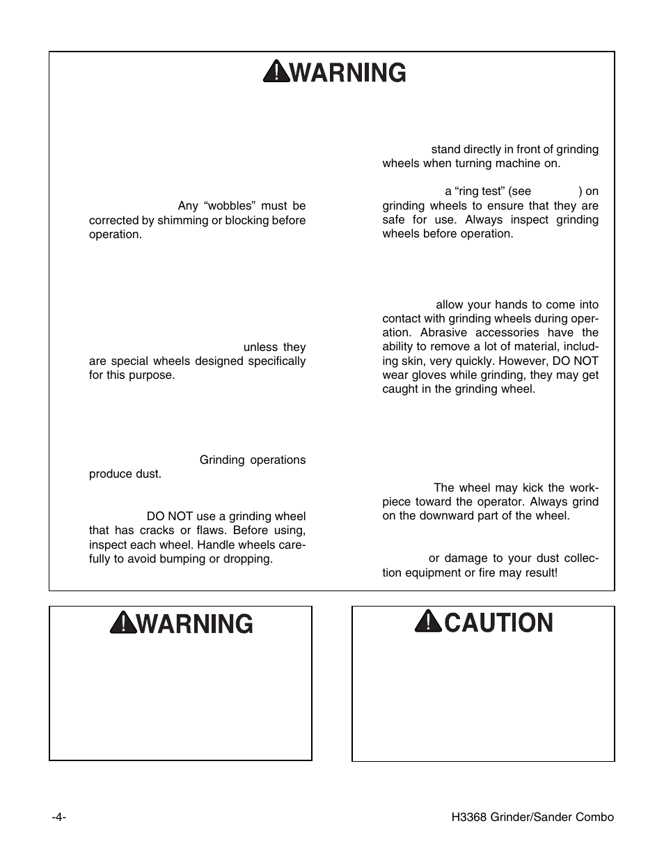 Additional safety instructions for grinders | Grizzly H3368 User Manual | Page 6 / 32