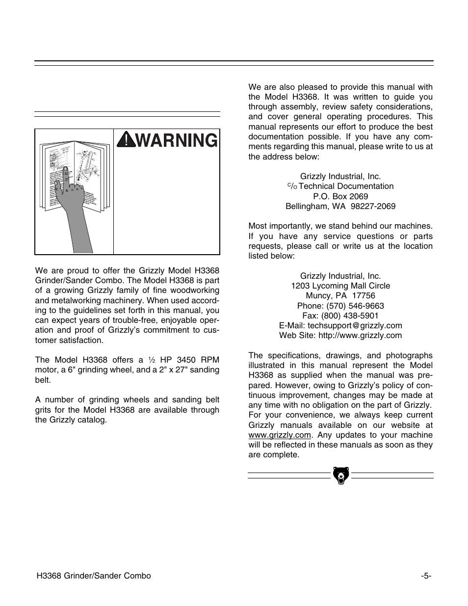 Commentary | Grizzly H3368 User Manual | Page 7 / 32