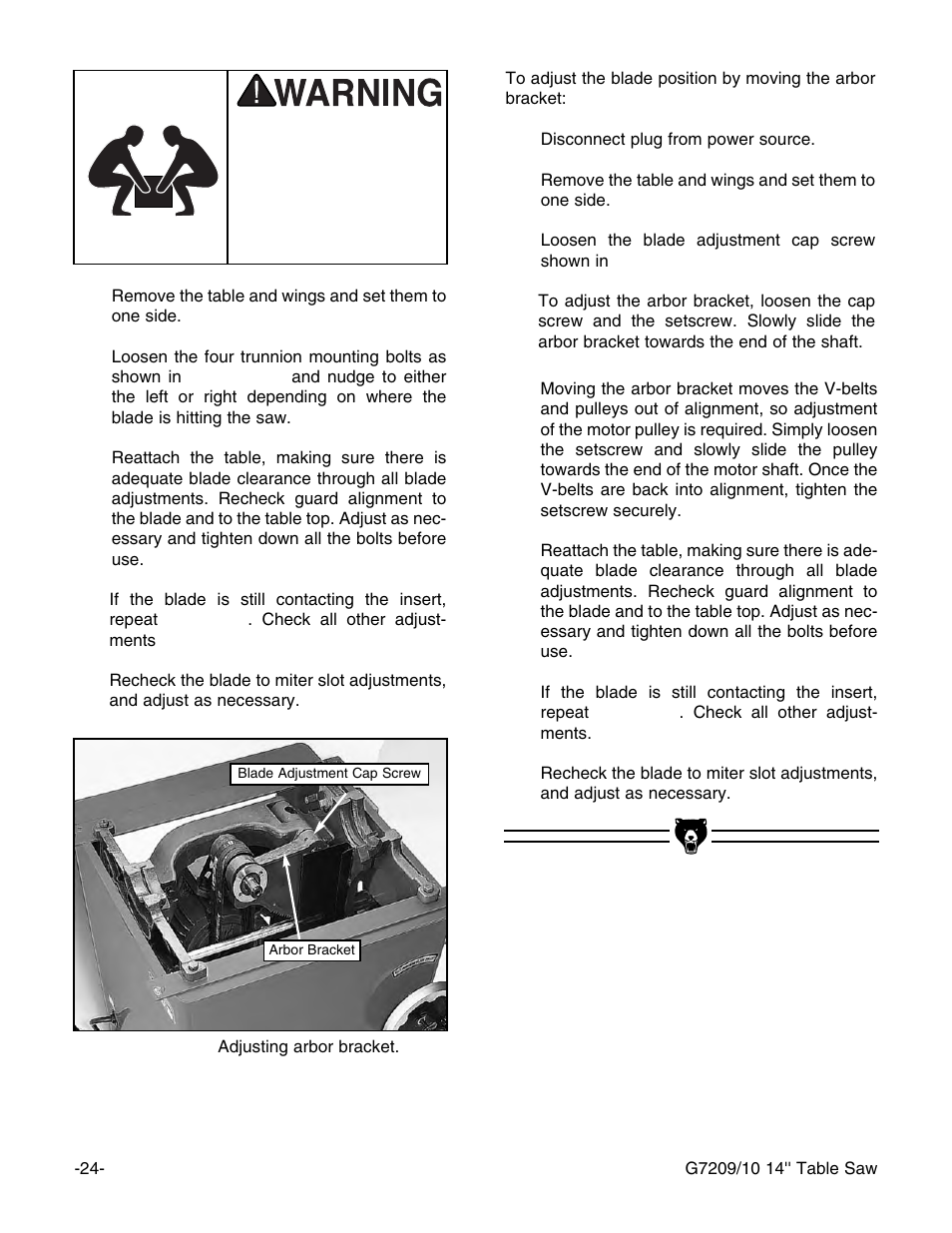Grizzly Professional Cabinet G7209 User Manual | Page 26 / 52
