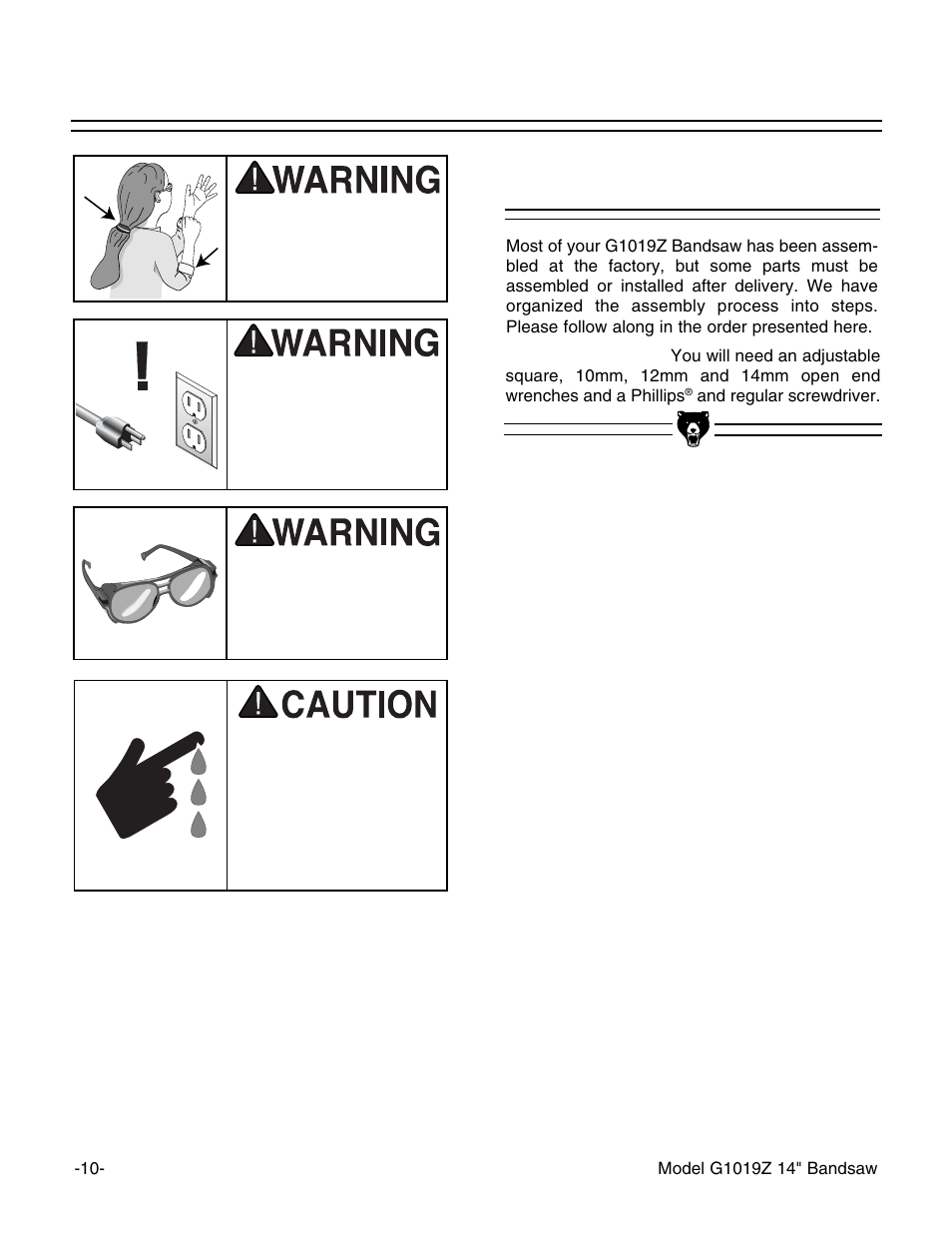 Beginning assembly | Grizzly G1019Z User Manual | Page 12 / 44