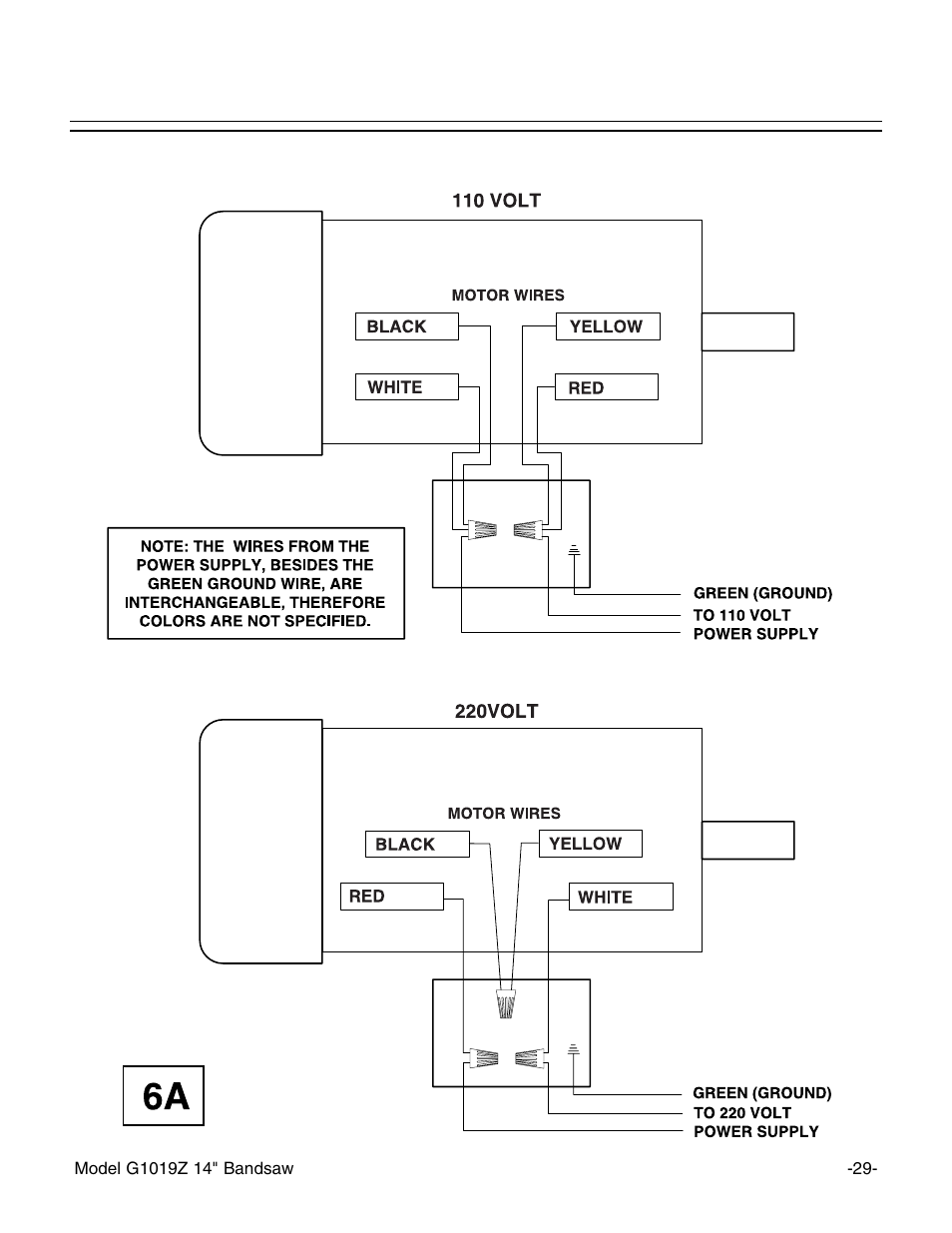 Wiring diagram | Grizzly G1019Z User Manual | Page 31 / 44