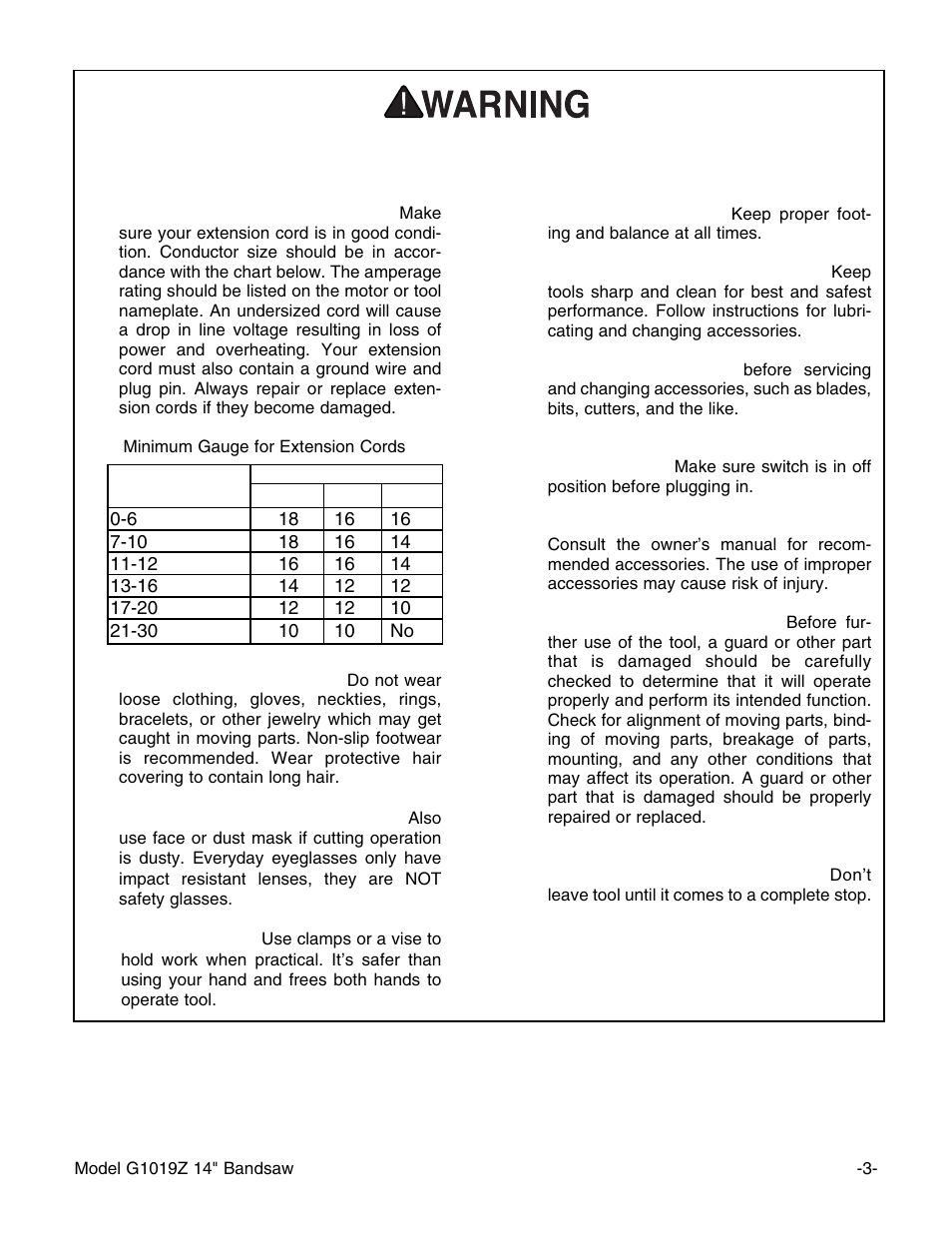 Safety instructions for power tools | Grizzly G1019Z User Manual | Page 5 / 44