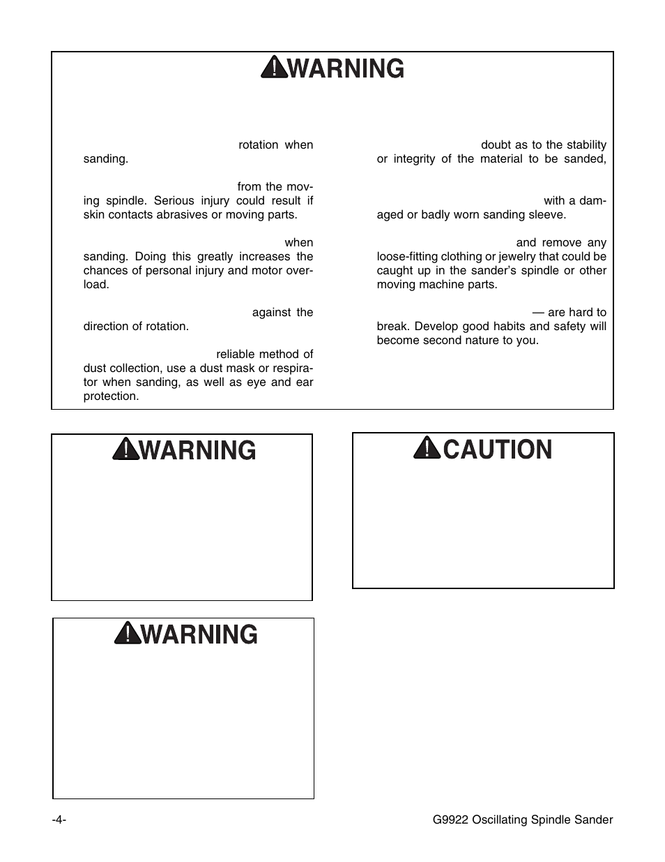 Additional safety instructions for sanders | Grizzly G9922 User Manual | Page 6 / 22