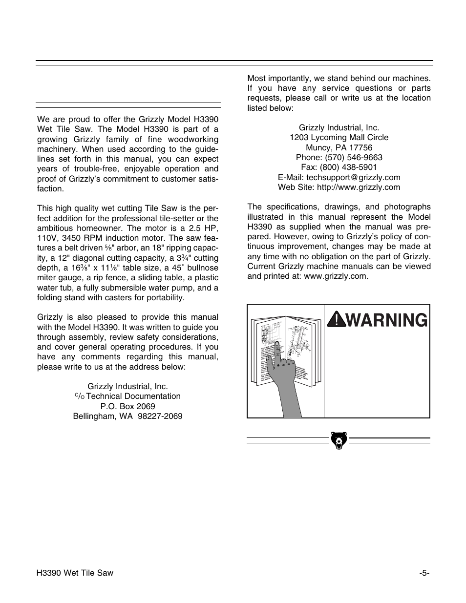 Commentary | Grizzly H3390 User Manual | Page 10 / 35