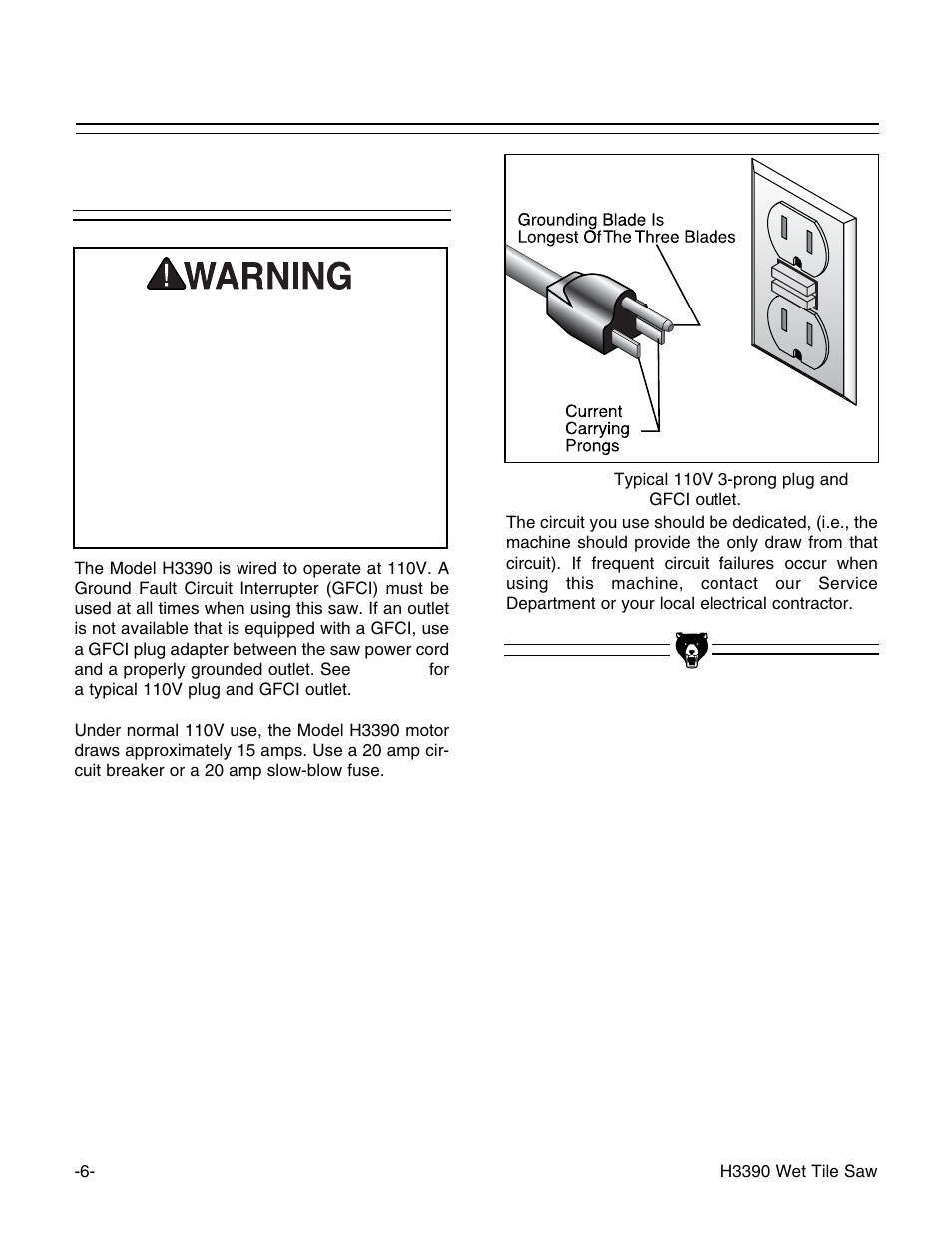 110v operation | Grizzly H3390 User Manual | Page 11 / 35