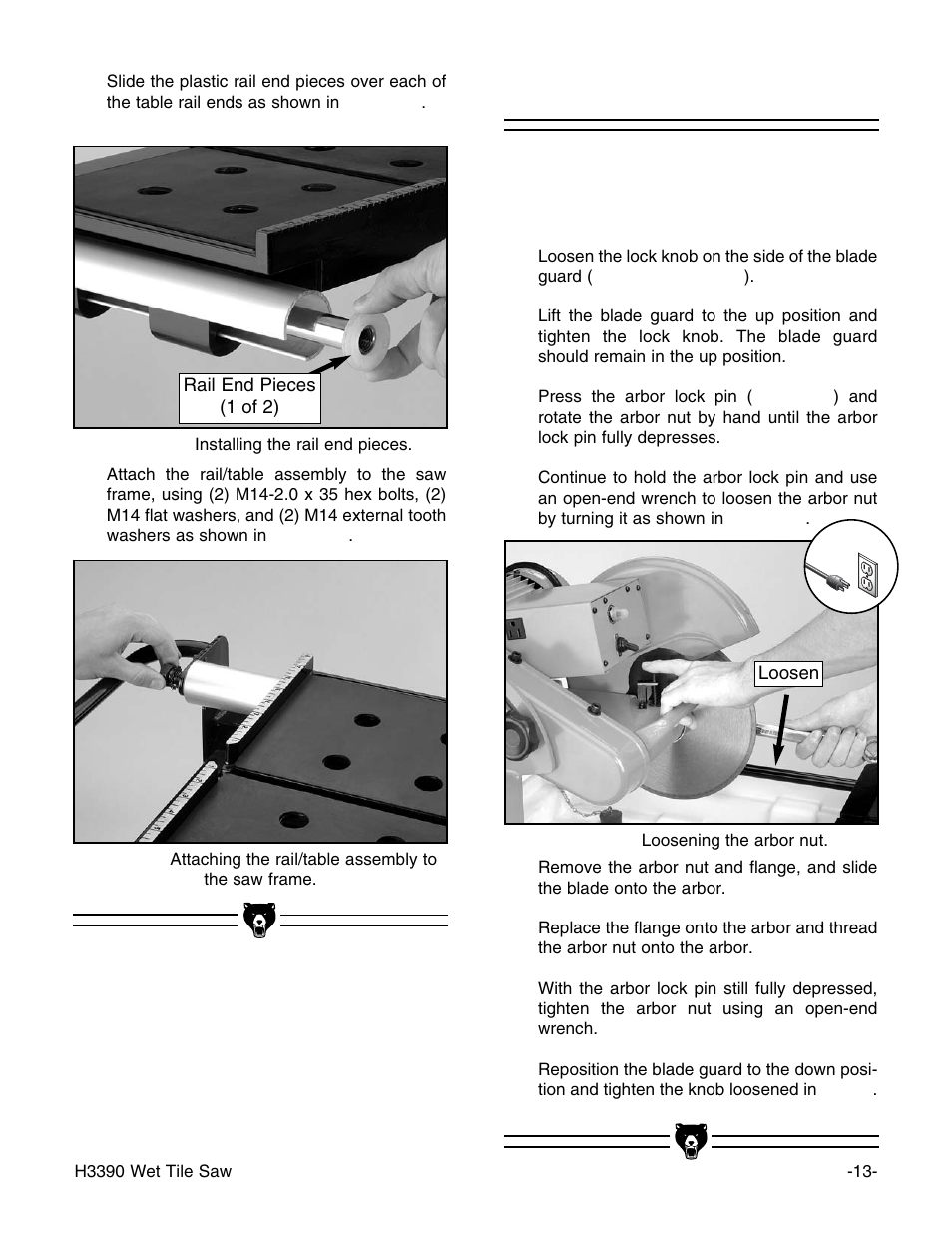 Blade changes | Grizzly H3390 User Manual | Page 18 / 35