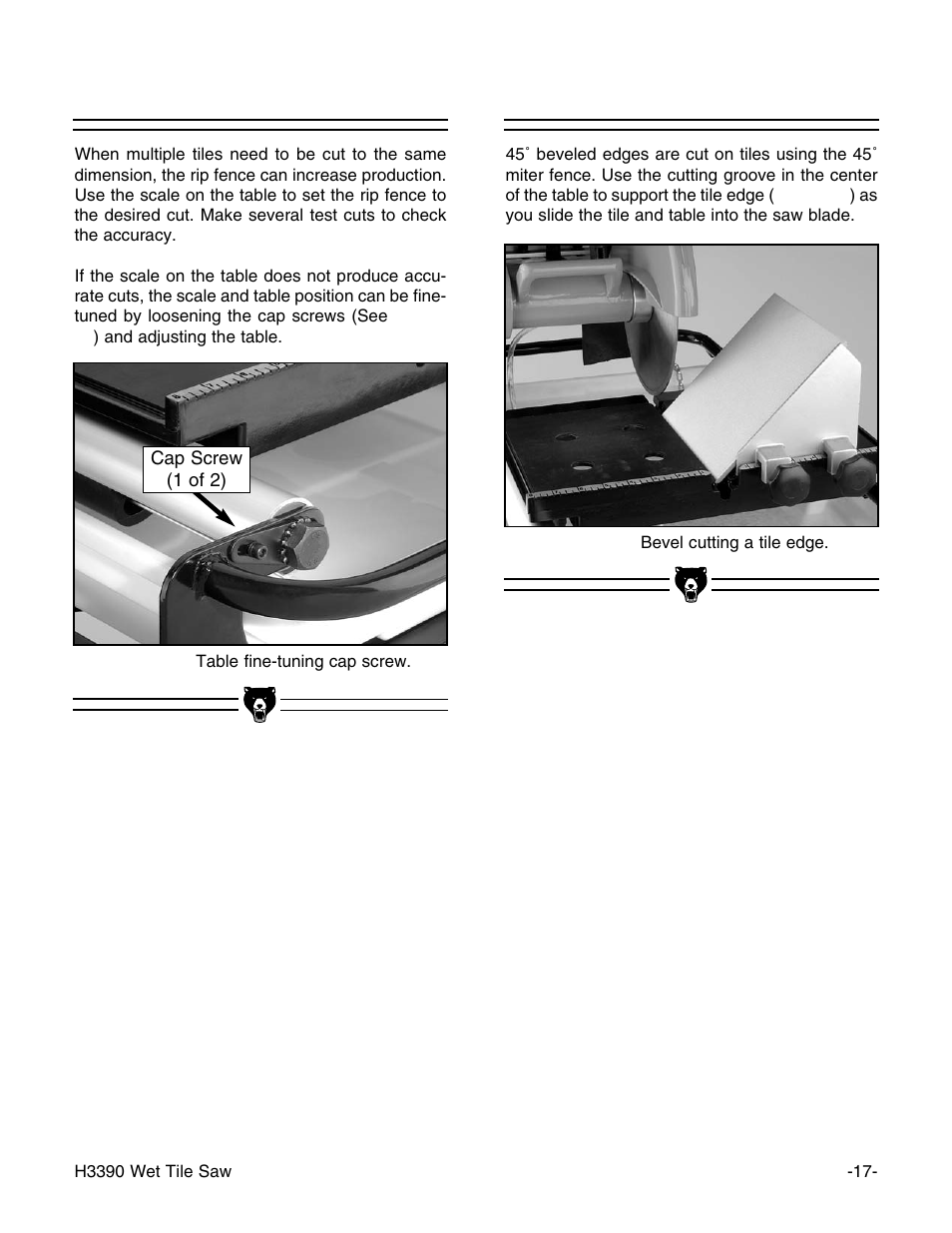 Rip fence, 45˚ fence | Grizzly H3390 User Manual | Page 22 / 35